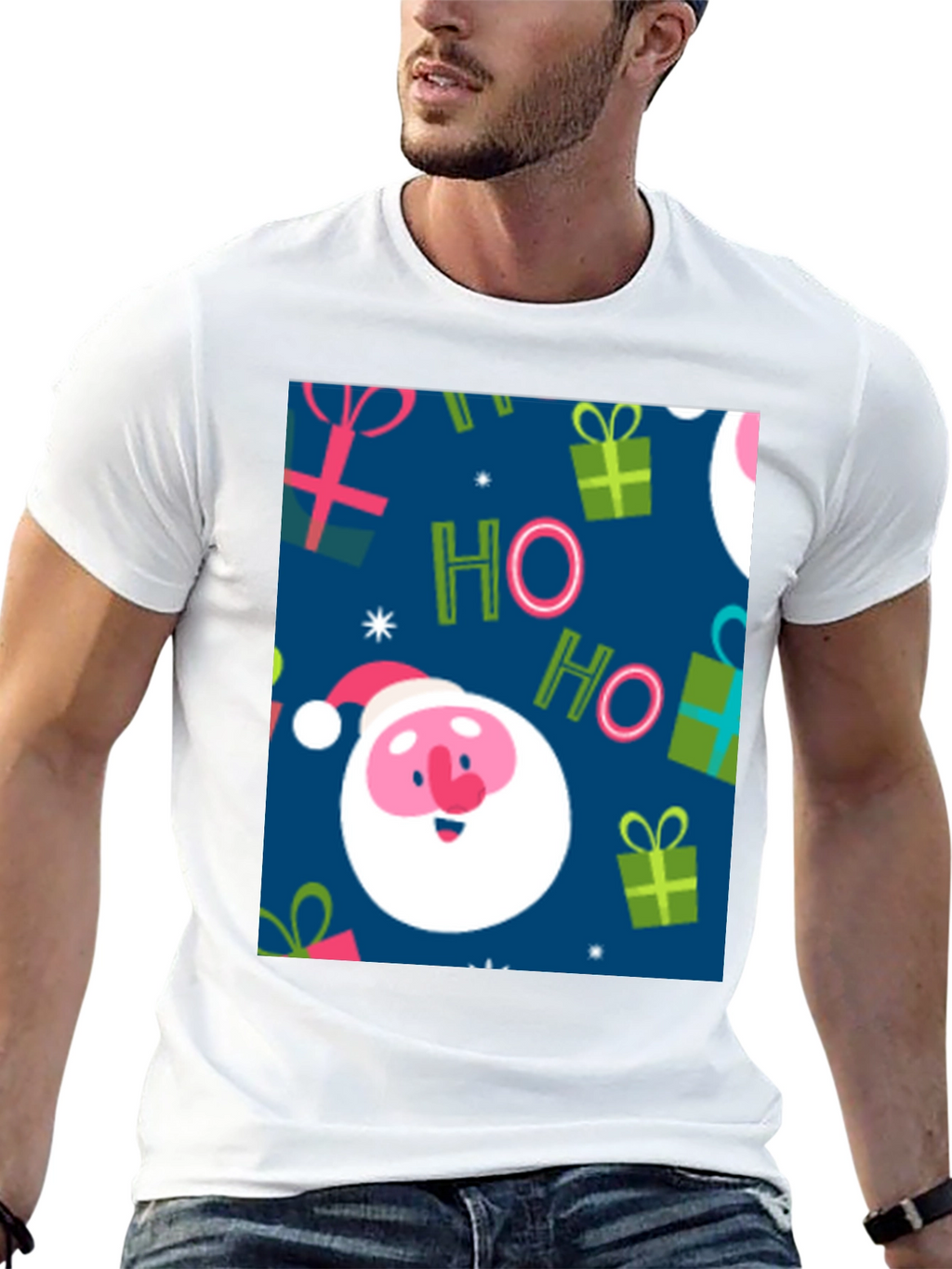 Festive Santa Claus Christmas Pattern T-Shirt
