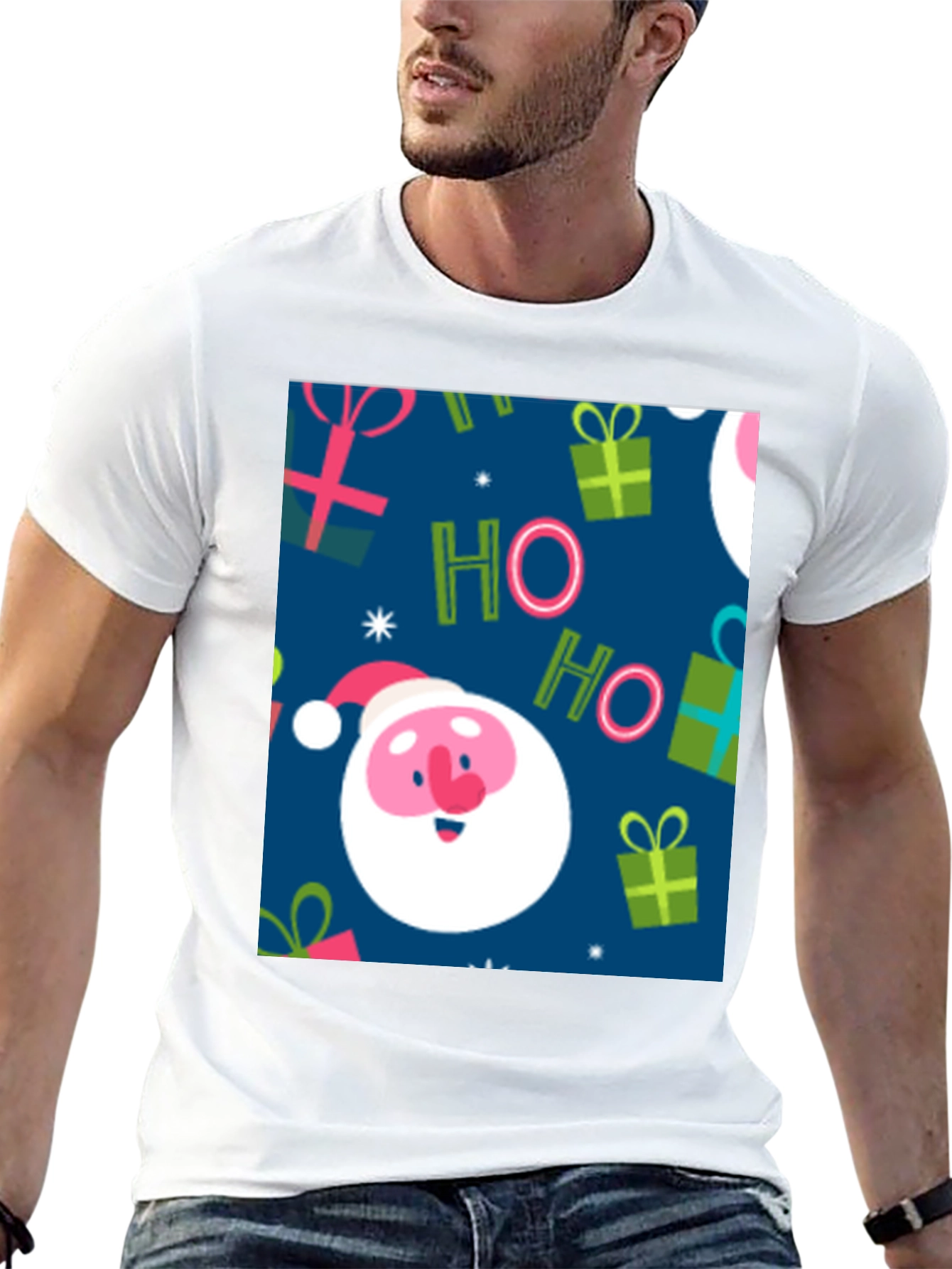 Festive Santa Claus Christmas Pattern T-Shirt
