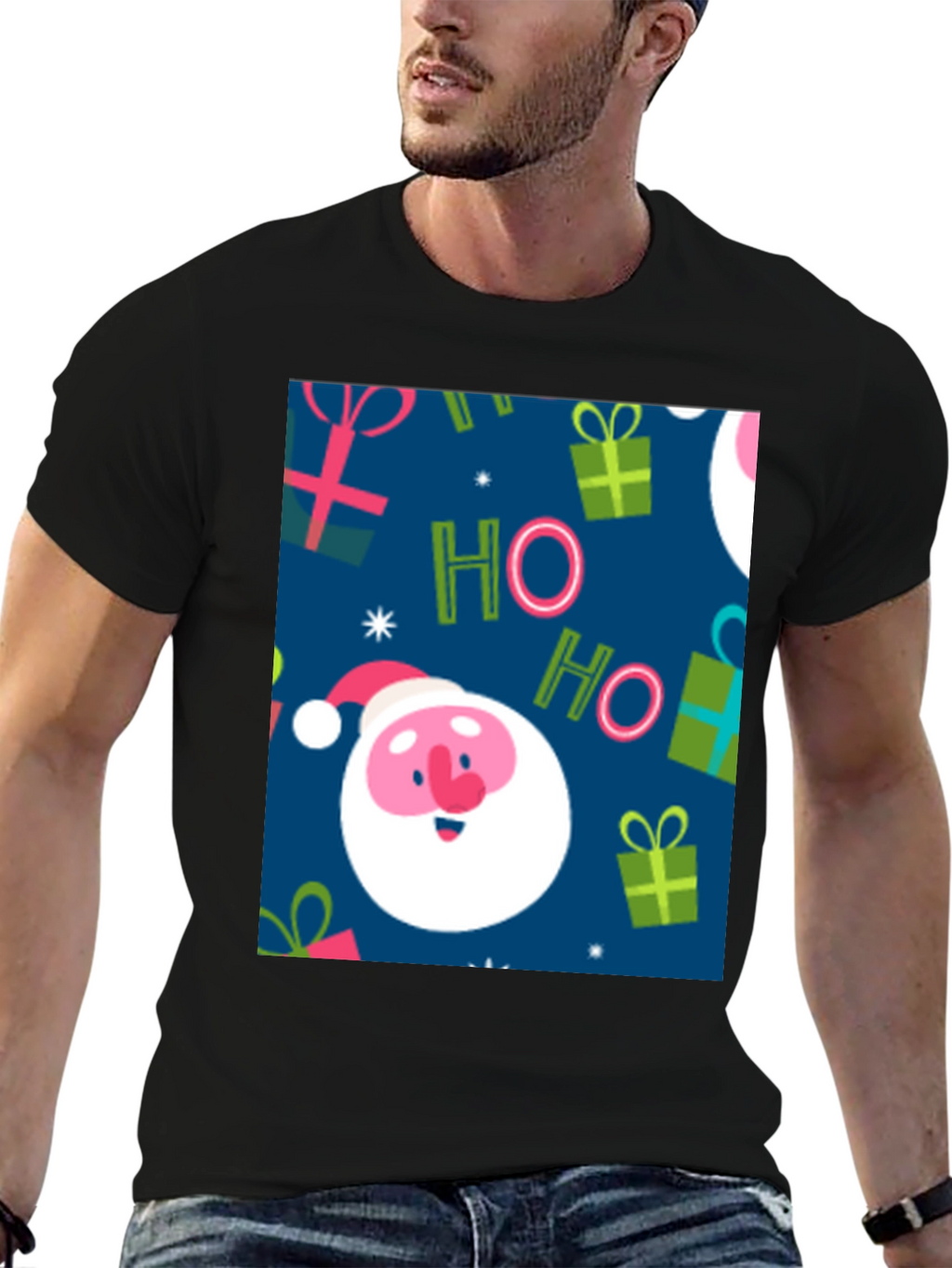 Festive Santa Claus Christmas Pattern T-Shirt