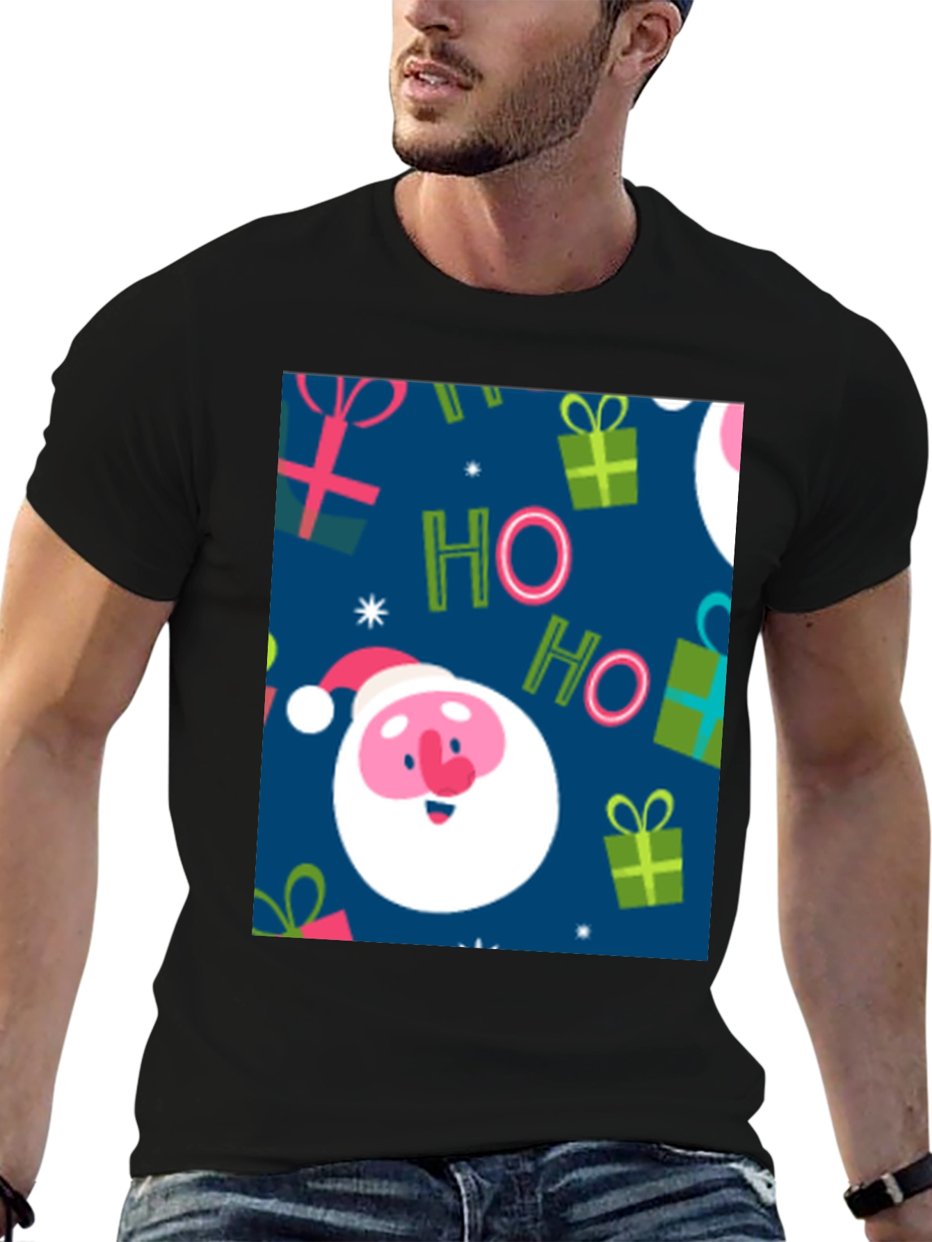 Festive Santa Claus Christmas Pattern T-Shirt