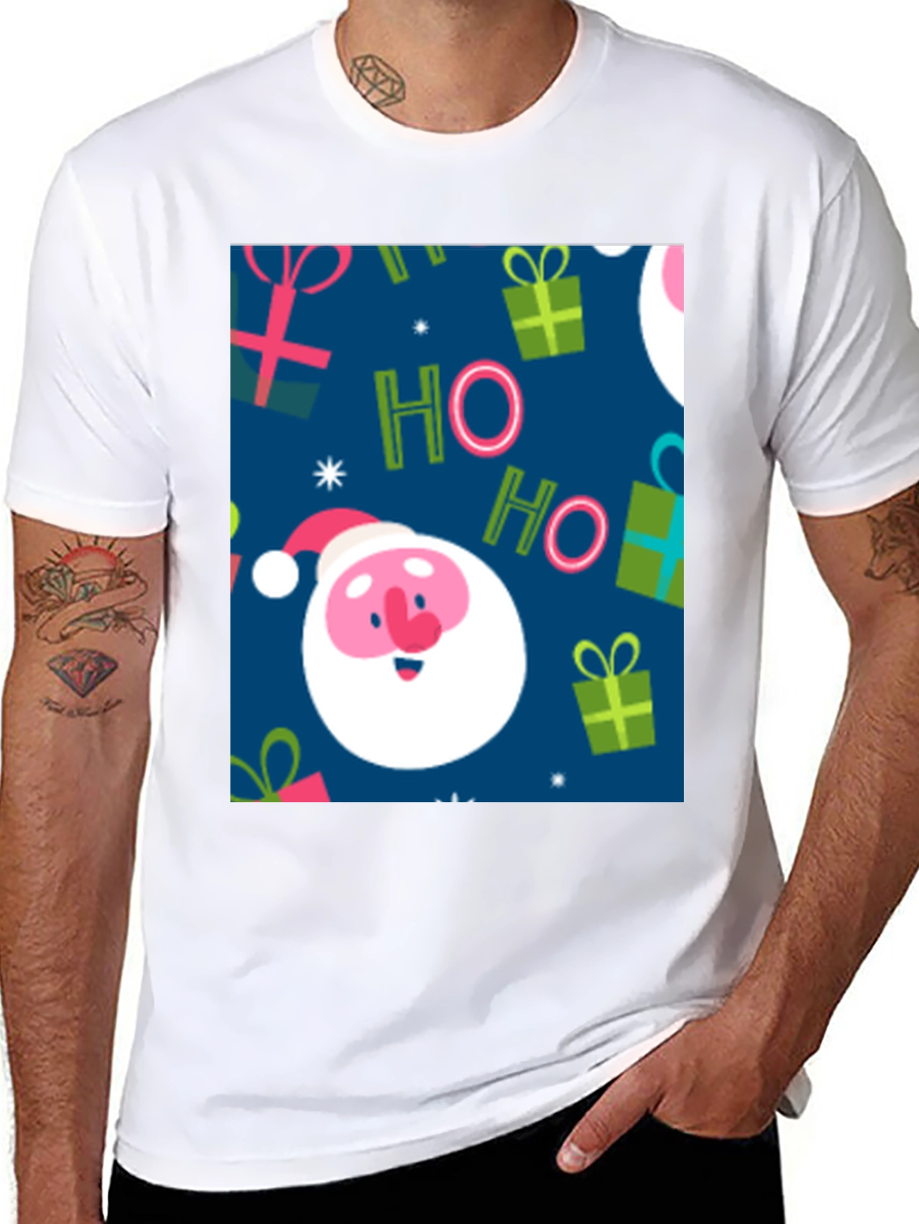 Festive Santa Claus Christmas Pattern T-Shirt