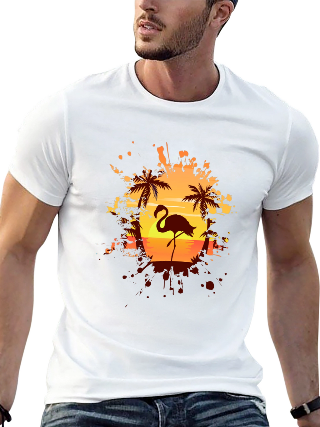 Flamingo Sunset Graphic Tee - Tropical Vibes