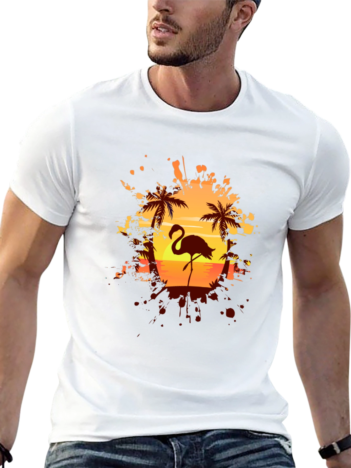 Flamingo Sunset Graphic Tee - Tropical Vibes