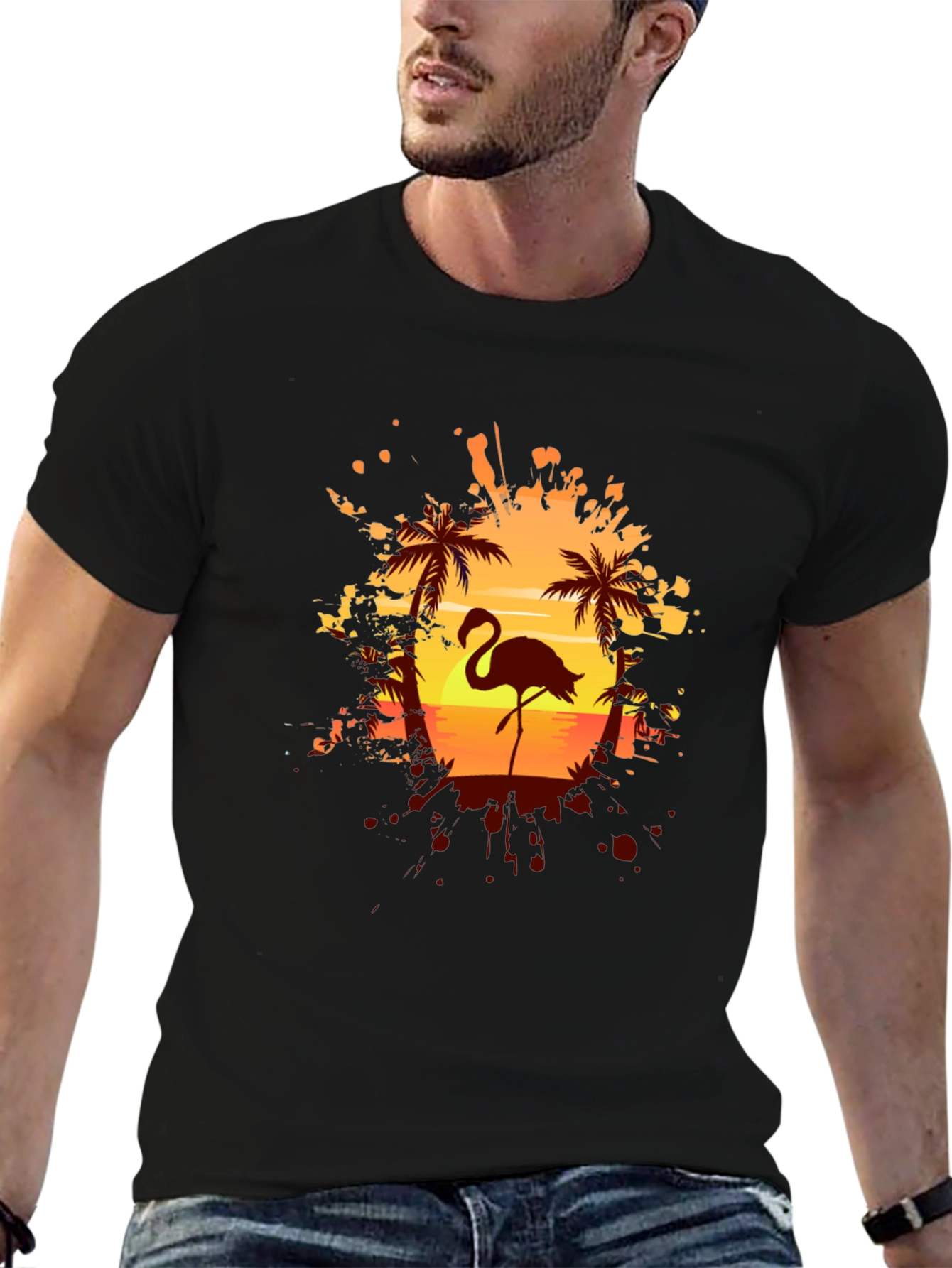 Flamingo Sunset Graphic Tee - Tropical Vibes