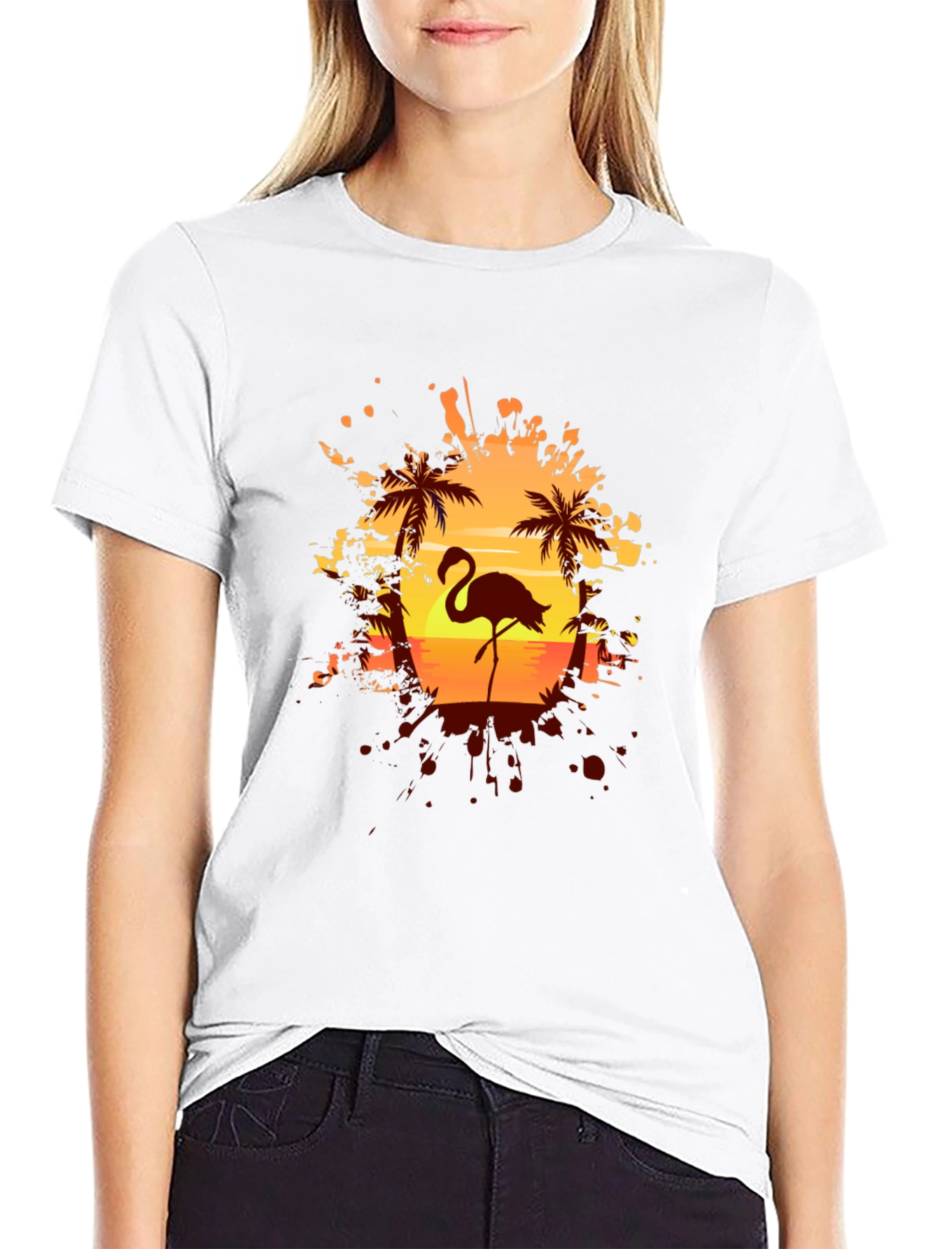 Flamingo Sunset Graphic Tee - Tropical Vibes