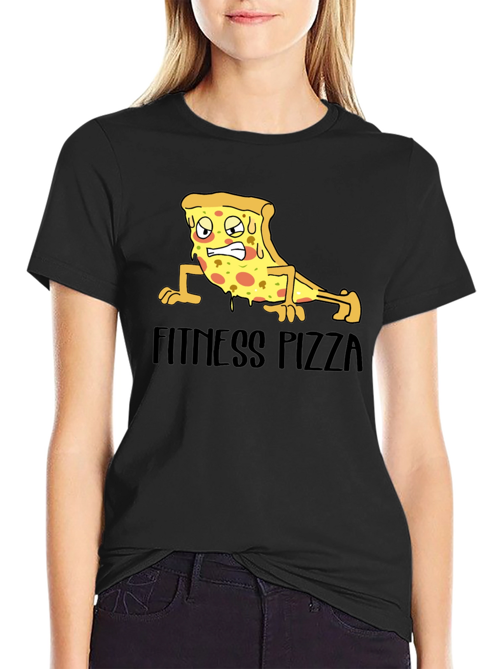 Fitness Pizza Black Graphic Tee