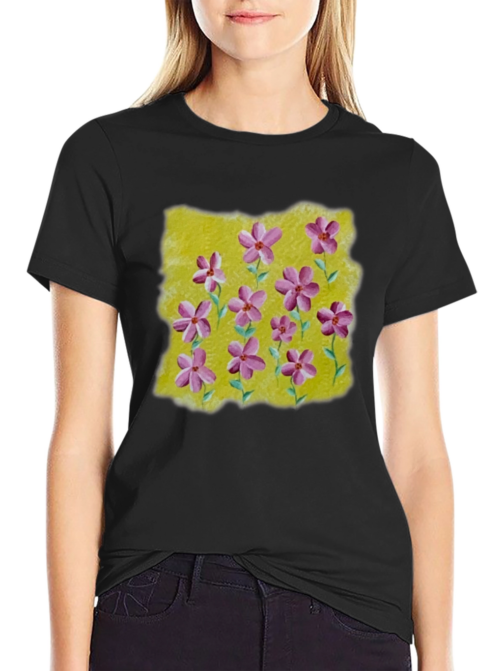 Floral Print T-Shirt: Artistic Blossom Design