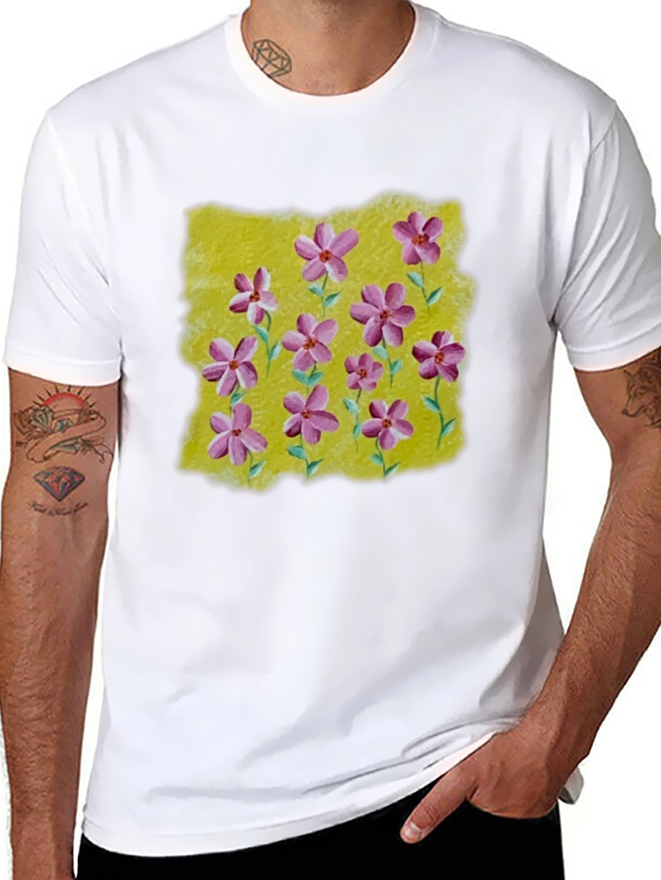 Floral Print T-Shirt: Artistic Blossom Design
