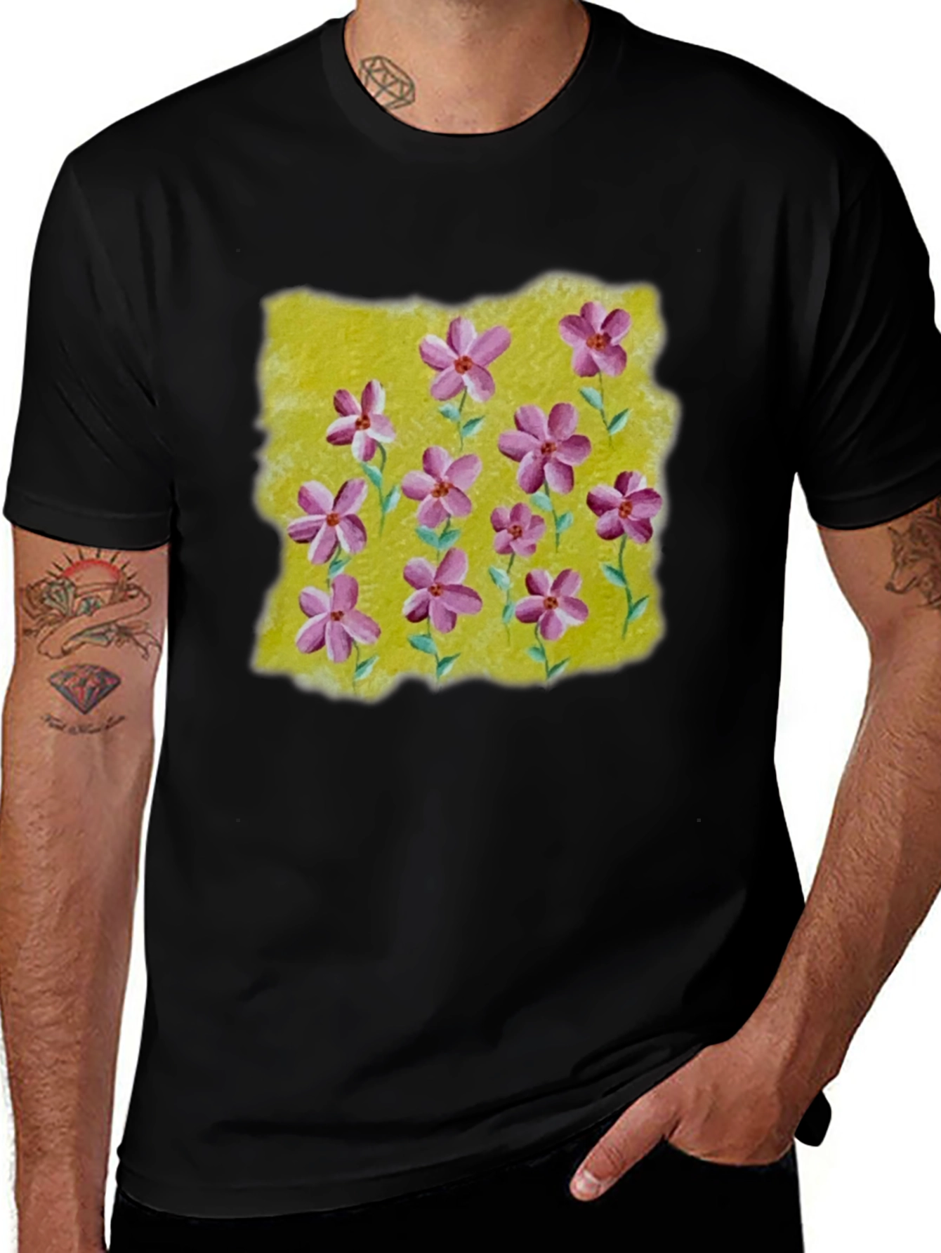 Floral Print T-Shirt: Artistic Blossom Design