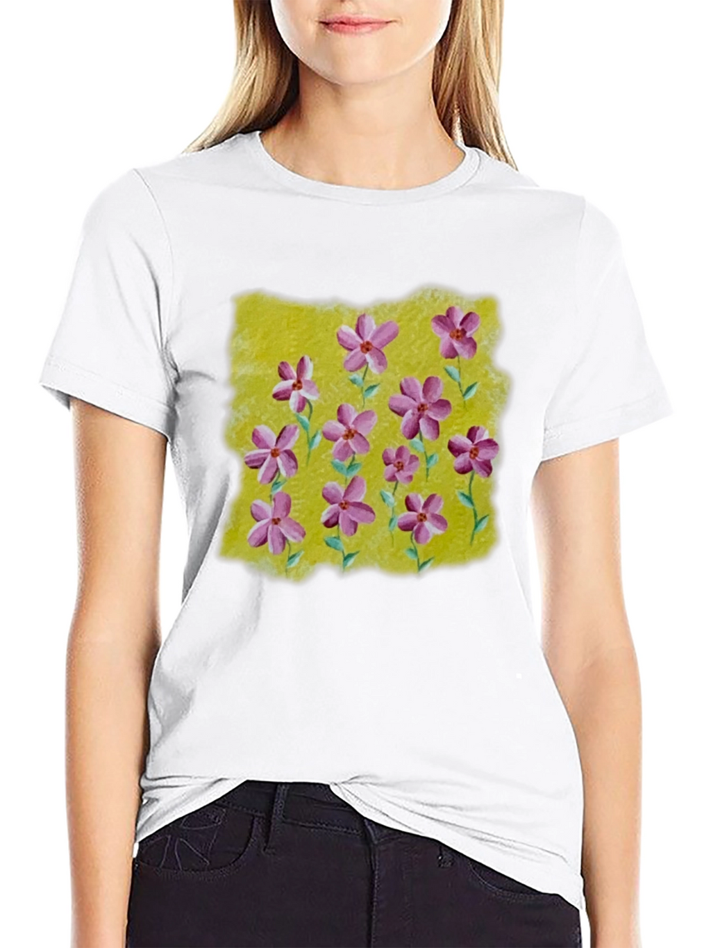 Floral Print T-Shirt: Artistic Blossom Design