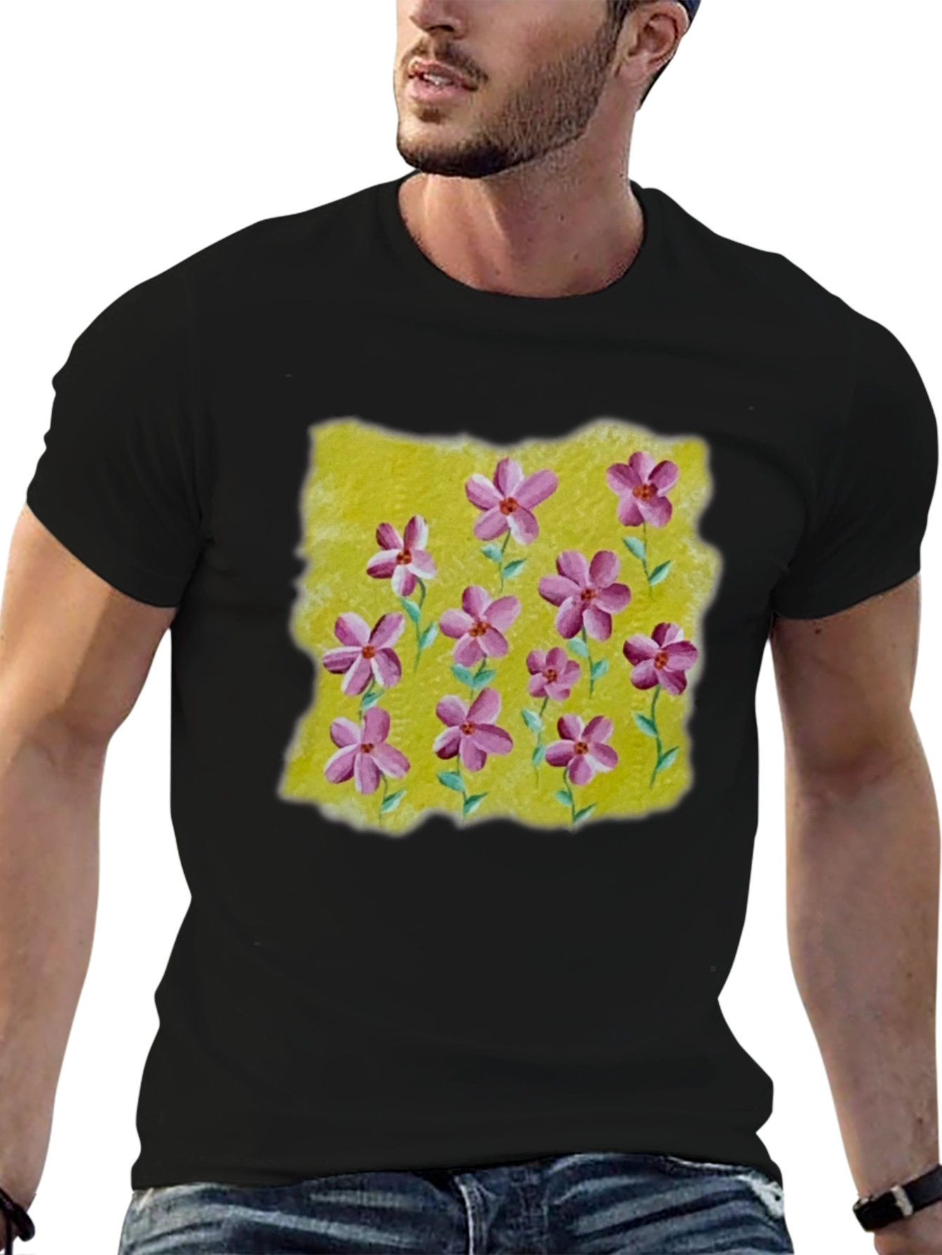 Floral Print T-Shirt: Artistic Blossom Design
