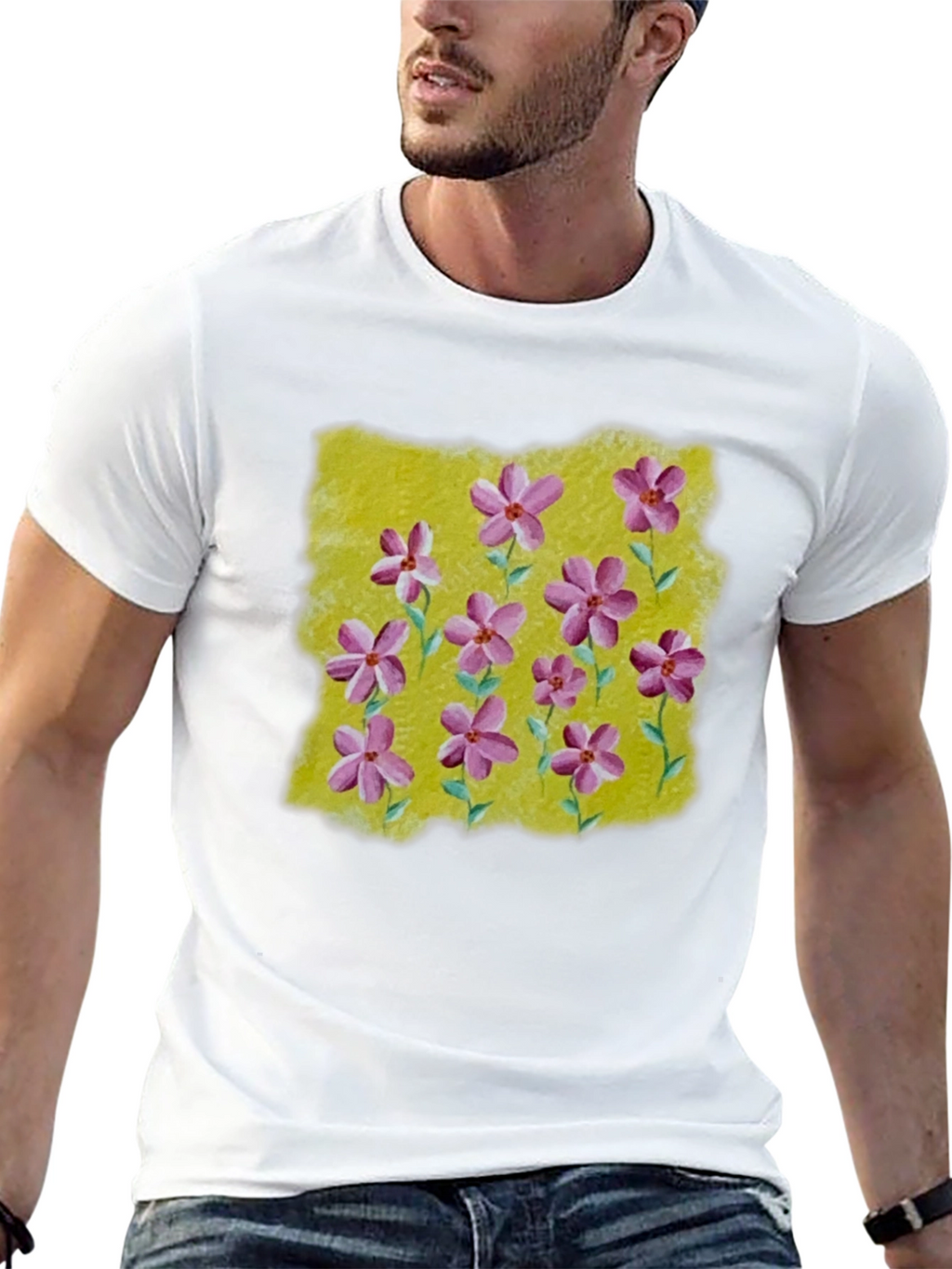 Floral Print T-Shirt: Artistic Blossom Design