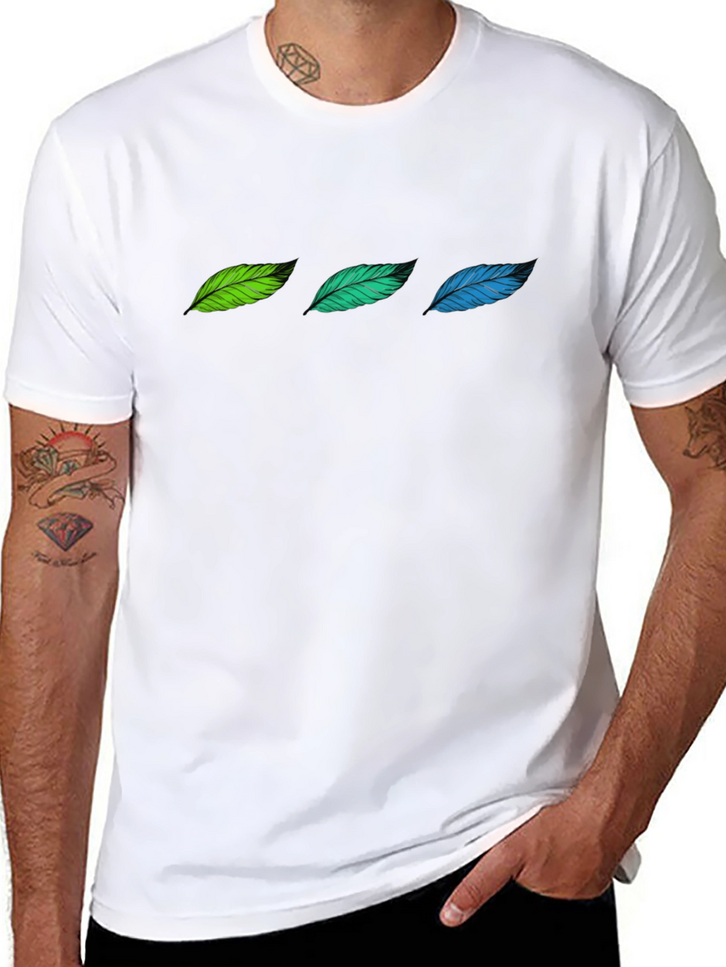 Feather Trio Black T-Shirt | Stylish & Comfortable
