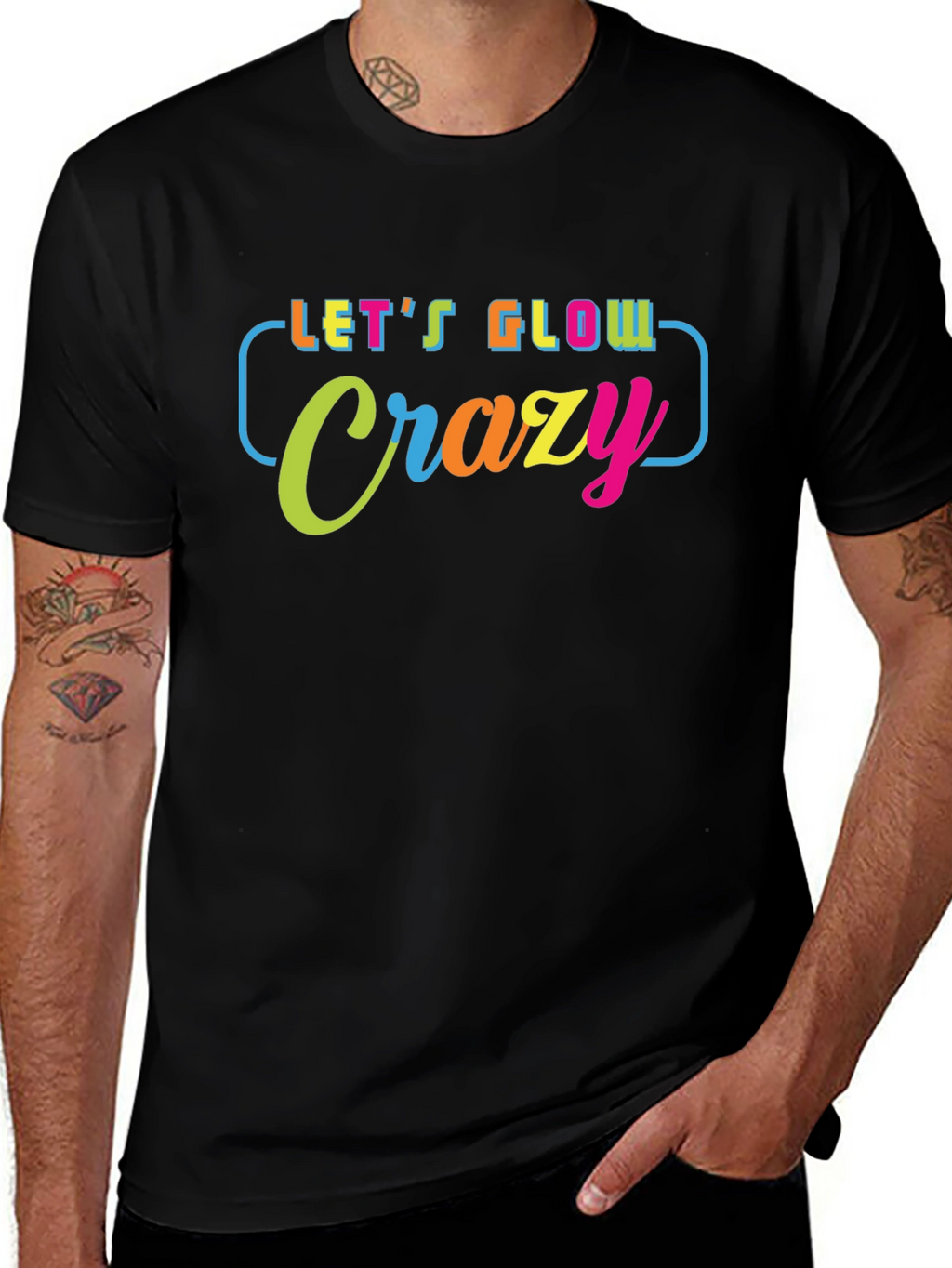 Lets Glow Crazy Graphic T-Shirt - Black