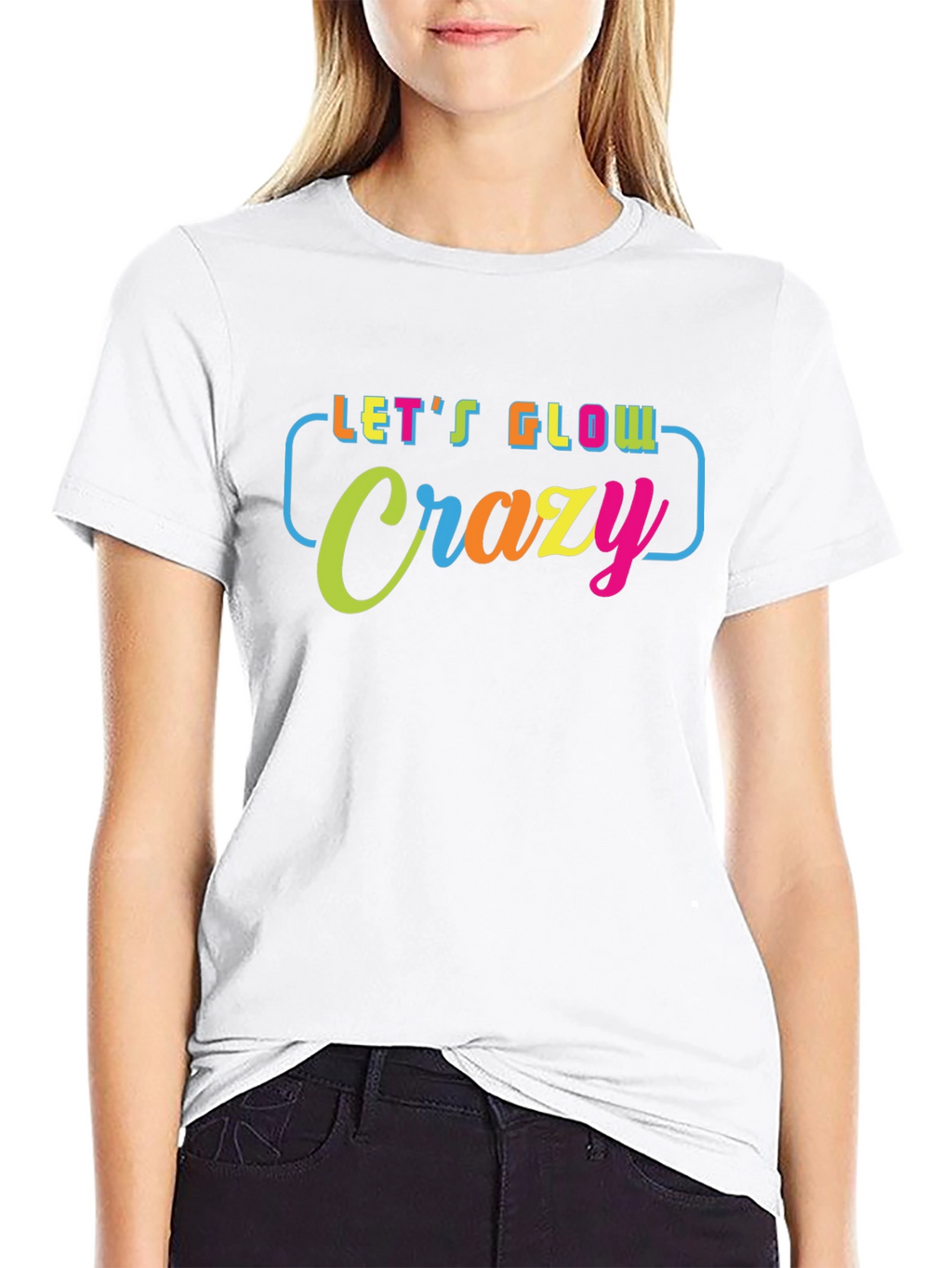 Lets Glow Crazy Graphic T-Shirt - Black