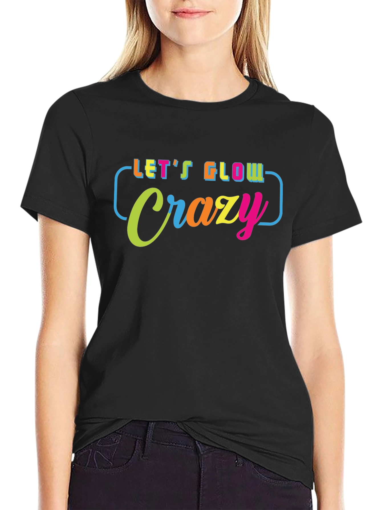 Lets Glow Crazy Graphic T-Shirt - Black
