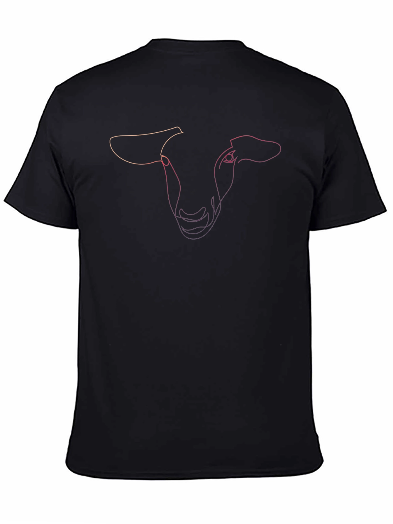 Abstract Sheep Line Art Black T-Shirt