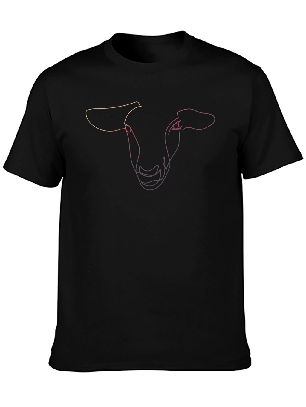 Abstract Sheep Line Art Black T-Shirt