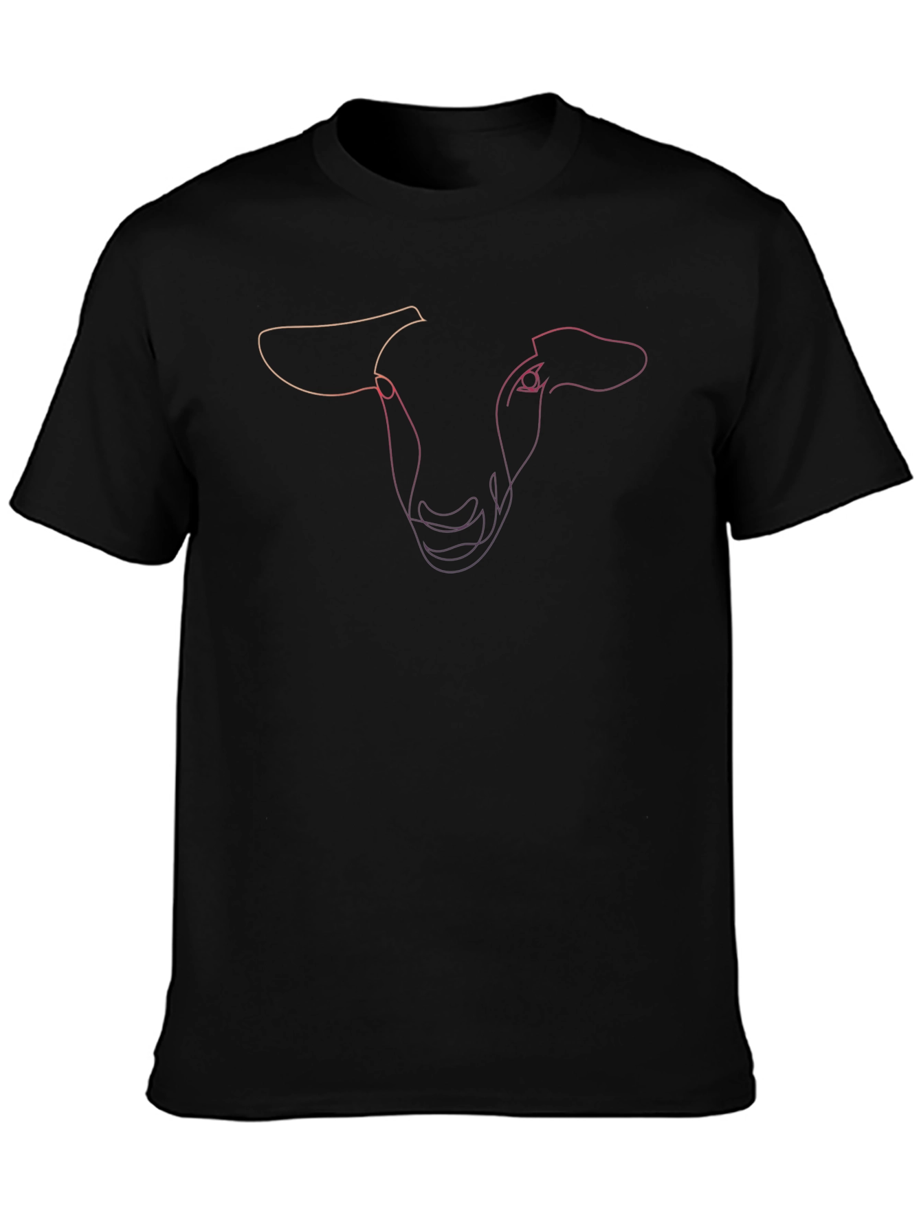 Abstract Sheep Line Art Black T-Shirt