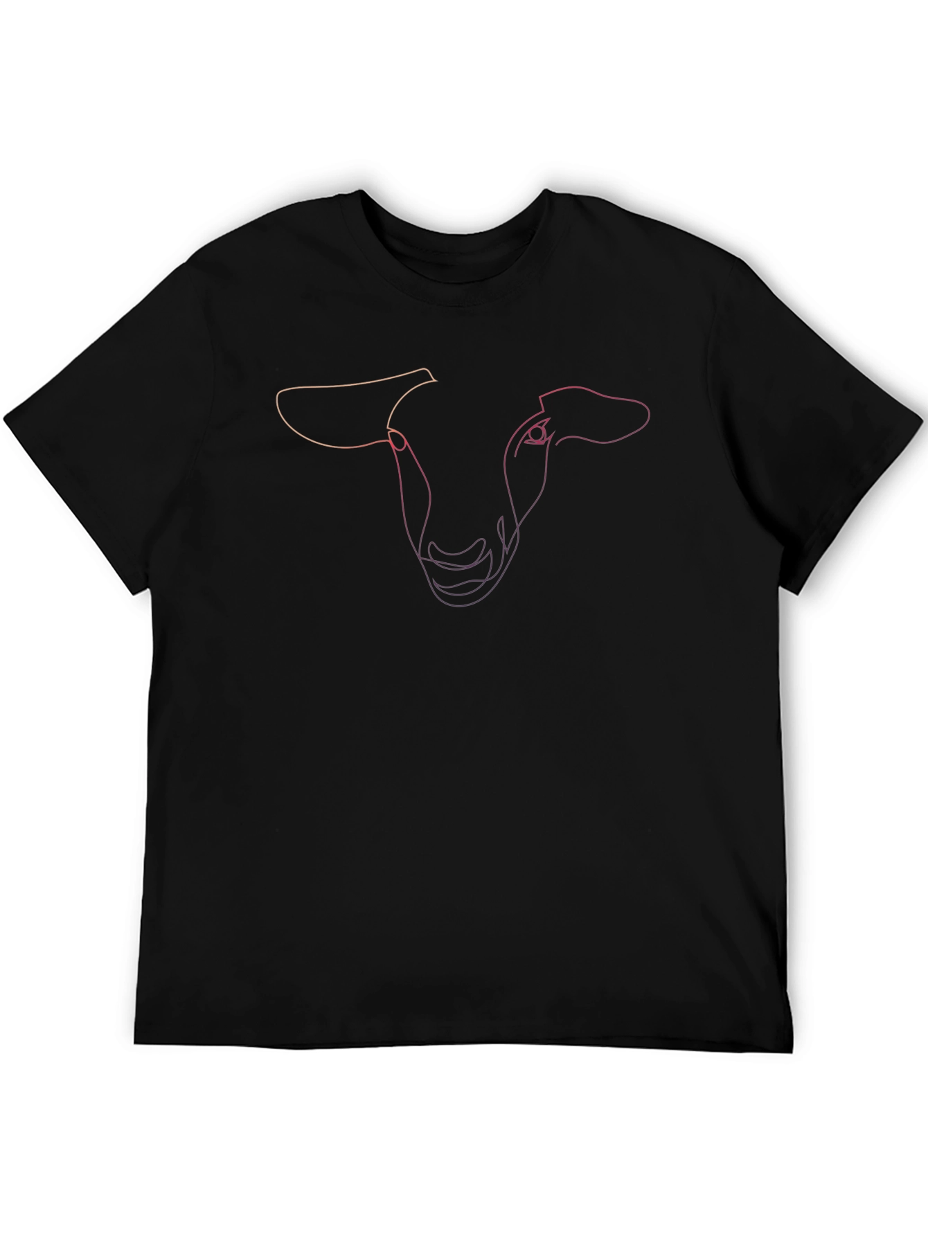 Abstract Sheep Line Art Black T-Shirt