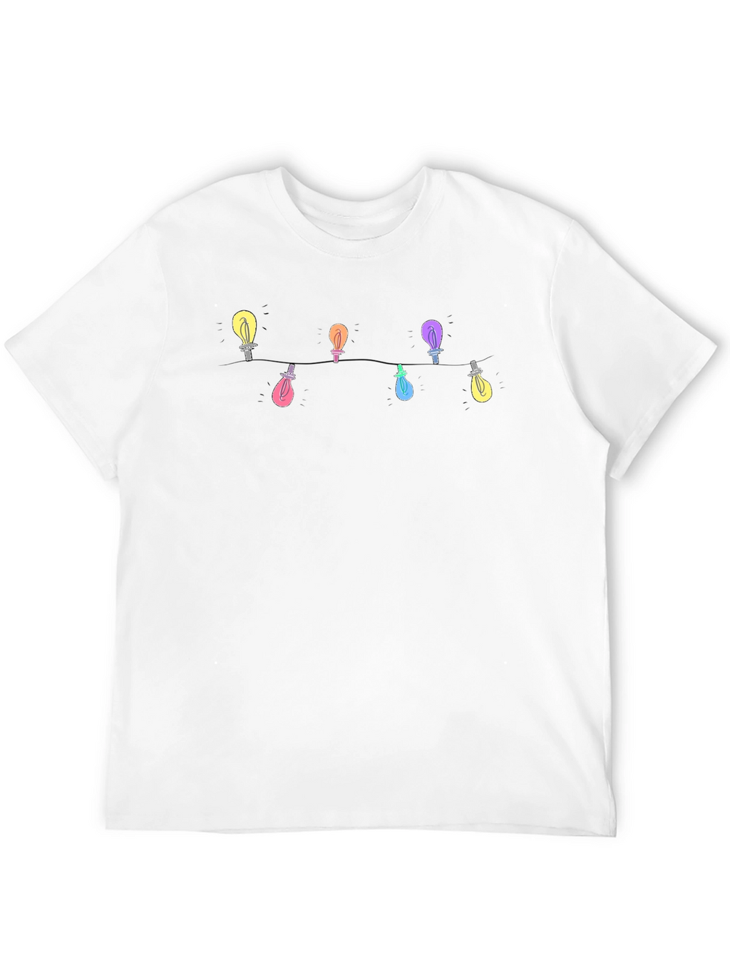 Festive Lights Graphic Tee - Black Cotton T-Shirt