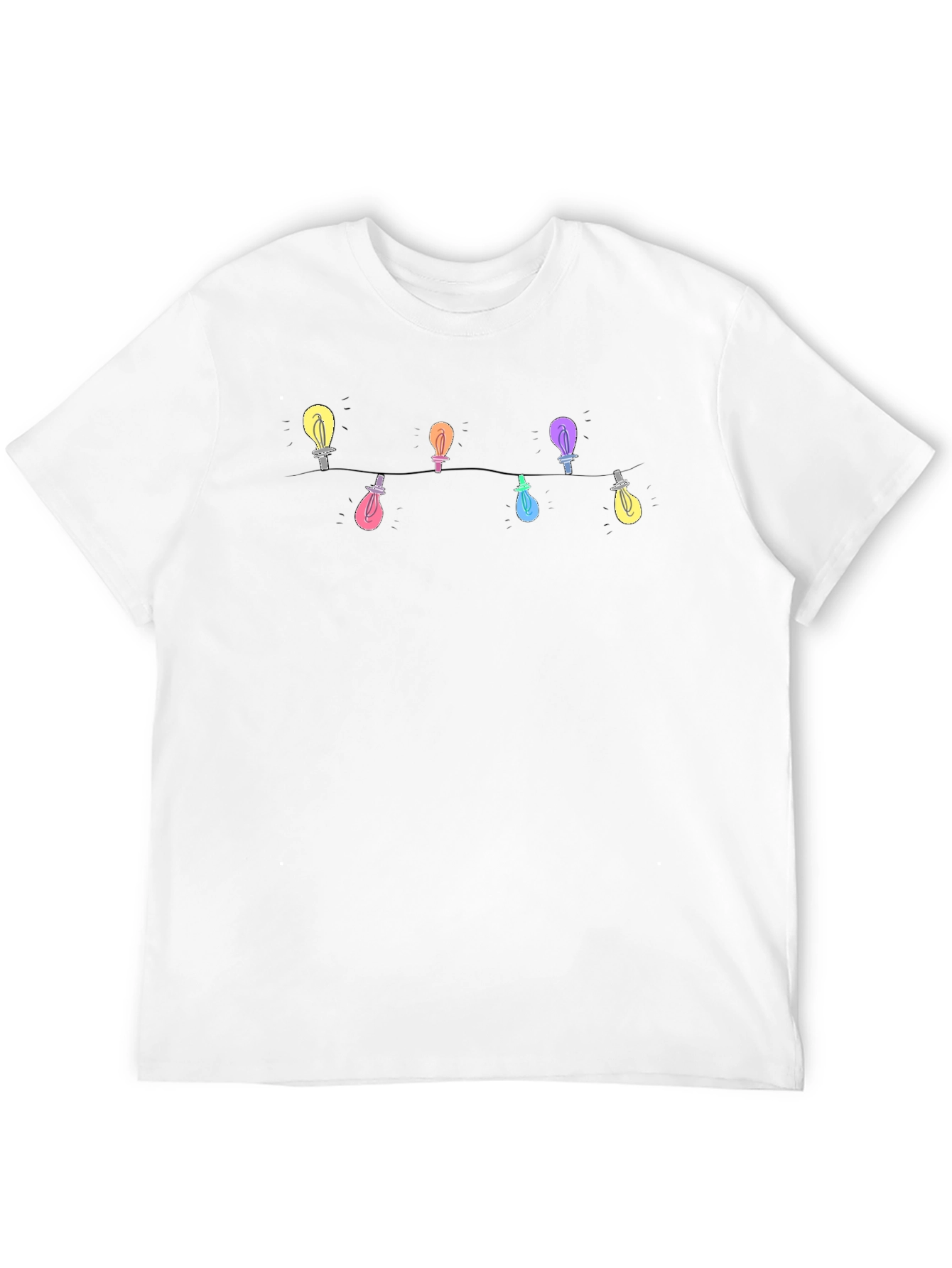 Festive Lights Graphic Tee - Black Cotton T-Shirt
