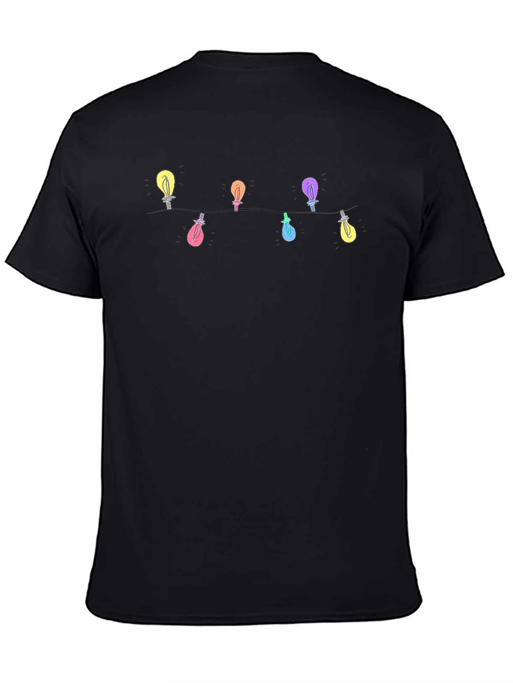 Festive Lights Graphic Tee - Black Cotton T-Shirt