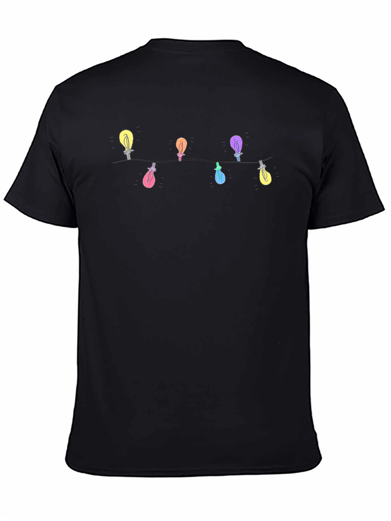 Festive Lights Graphic Tee - Black Cotton T-Shirt