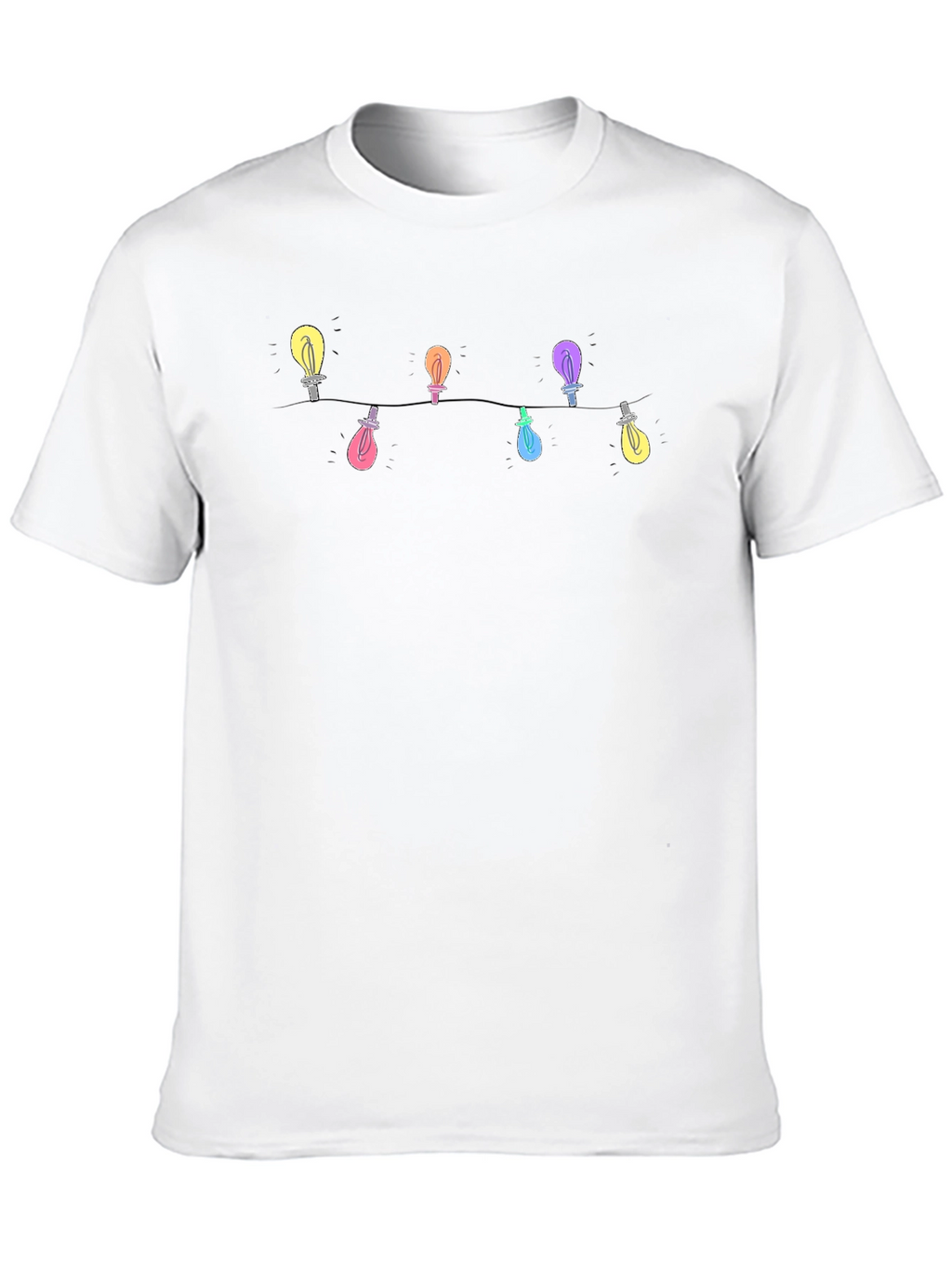 Festive Lights Graphic Tee - Black Cotton T-Shirt