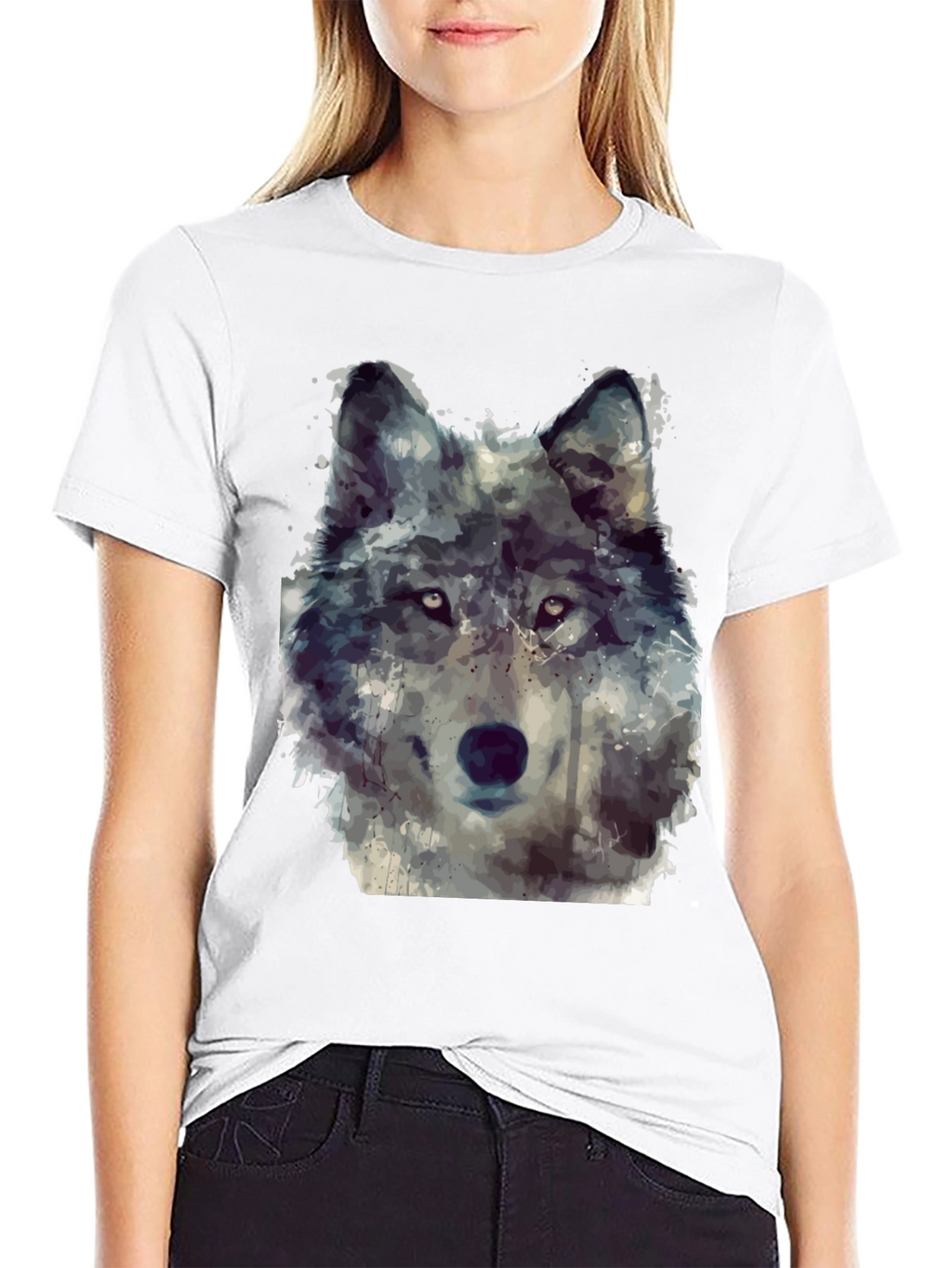 Wolf Portrait Graphic Tee - Mens Black T-Shirt