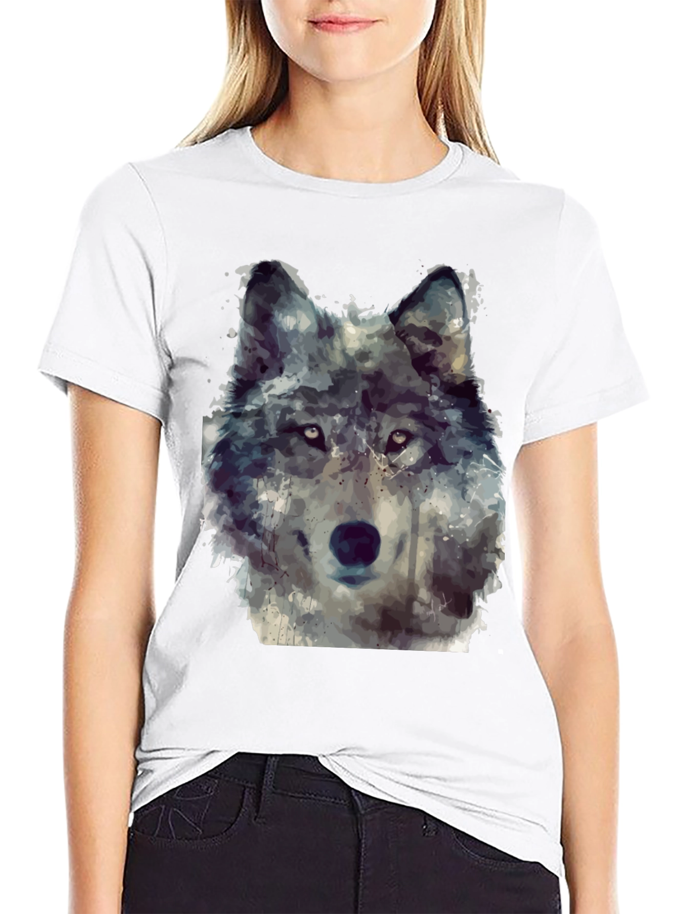 Wolf Portrait Graphic Tee - Mens Black T-Shirt
