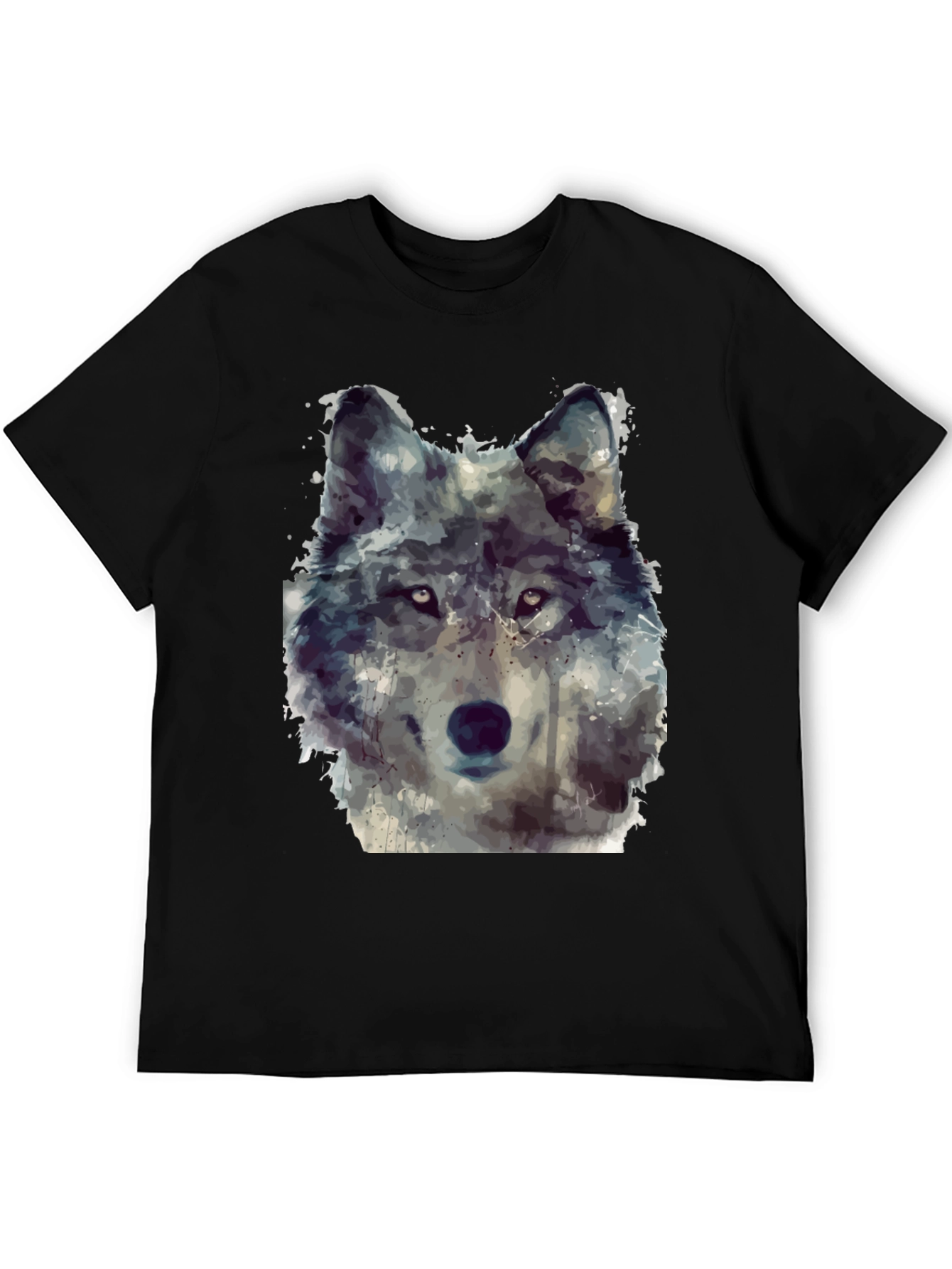 Wolf Portrait Graphic Tee - Mens Black T-Shirt