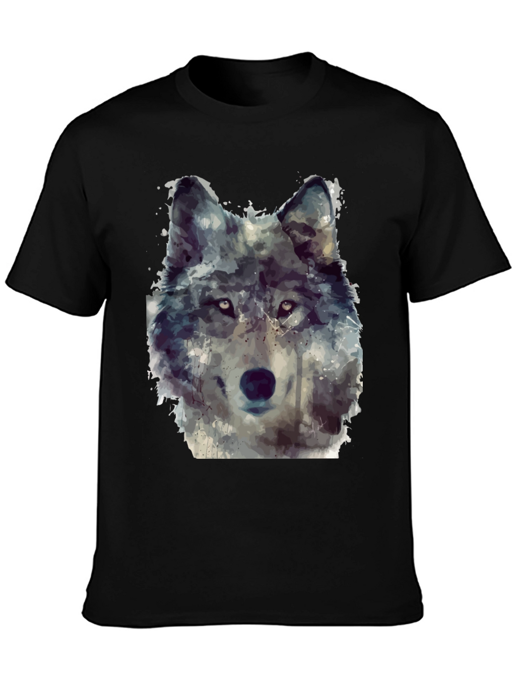 Wolf Portrait Graphic Tee - Mens Black T-Shirt
