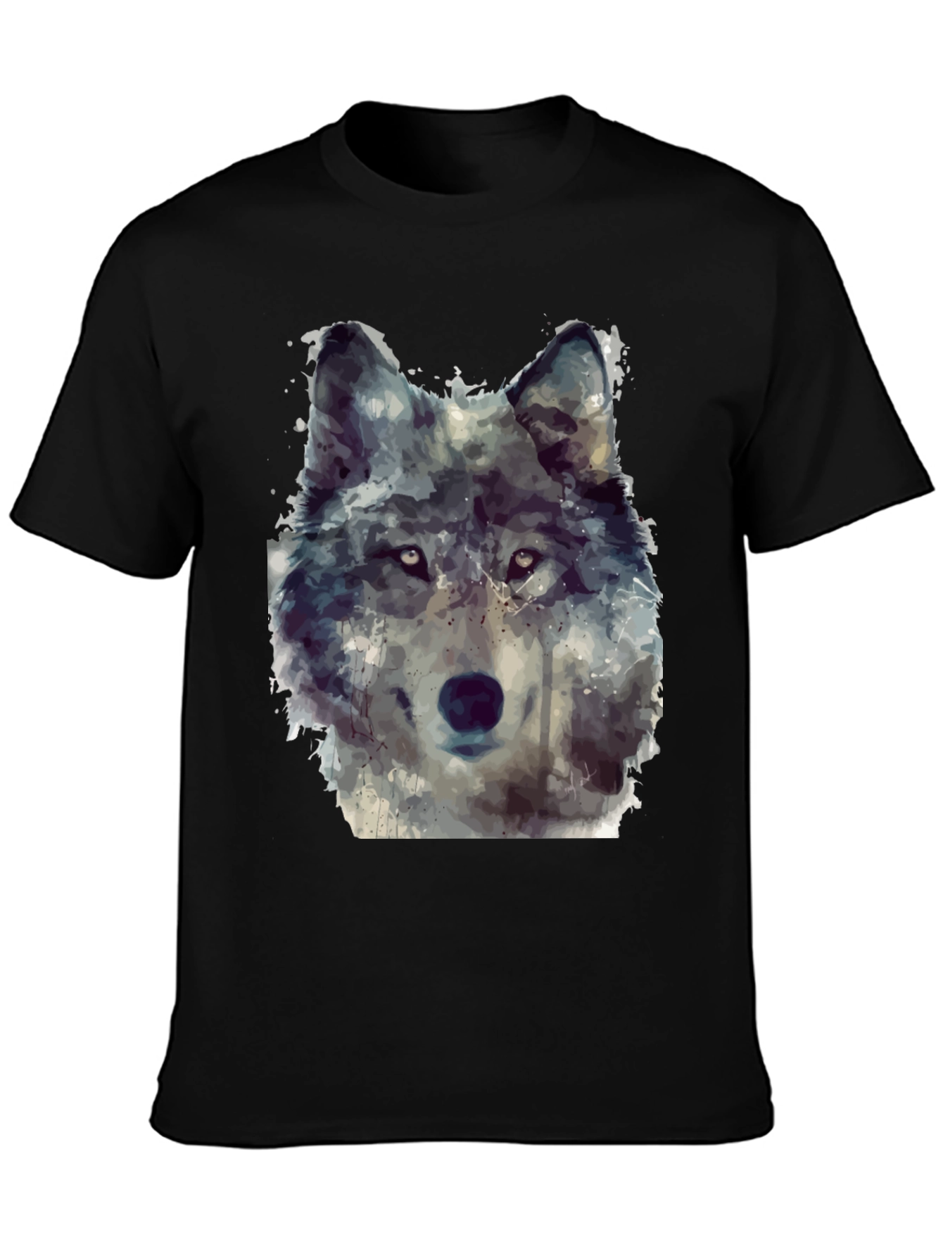 Wolf Portrait Graphic Tee - Mens Black T-Shirt