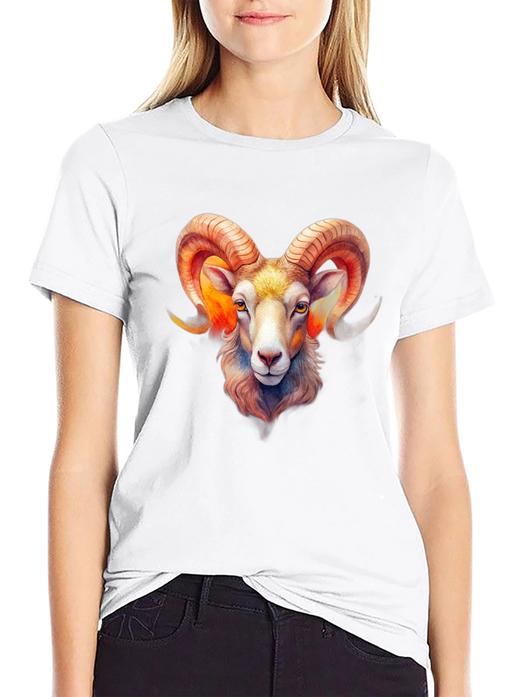 Aries Ram Zodiac Graphic Black T-Shirt