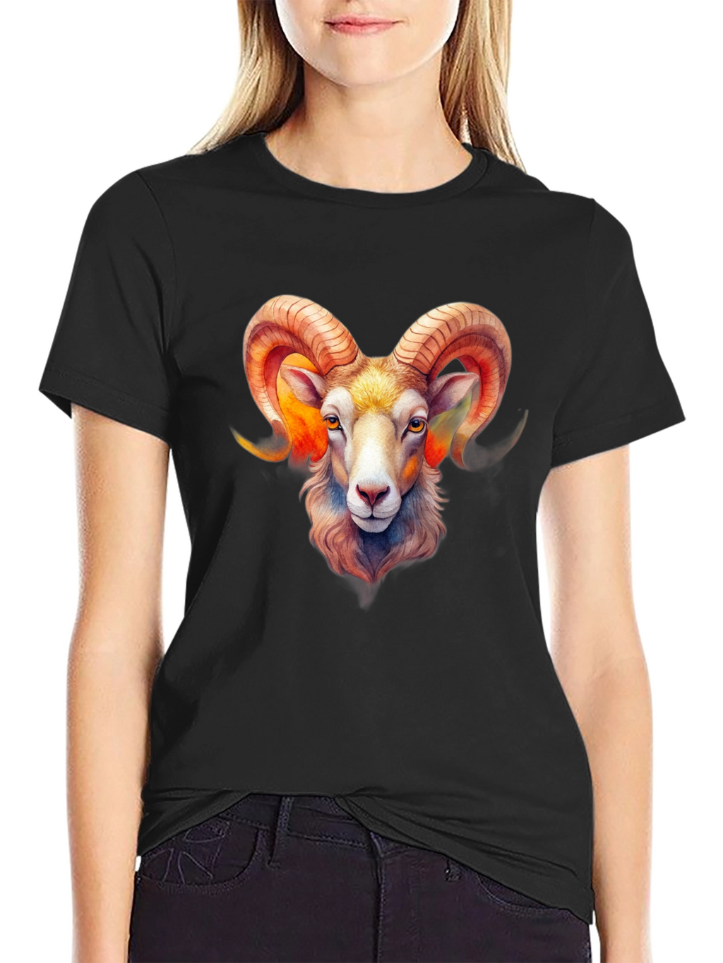Aries Ram Zodiac Graphic Black T-Shirt