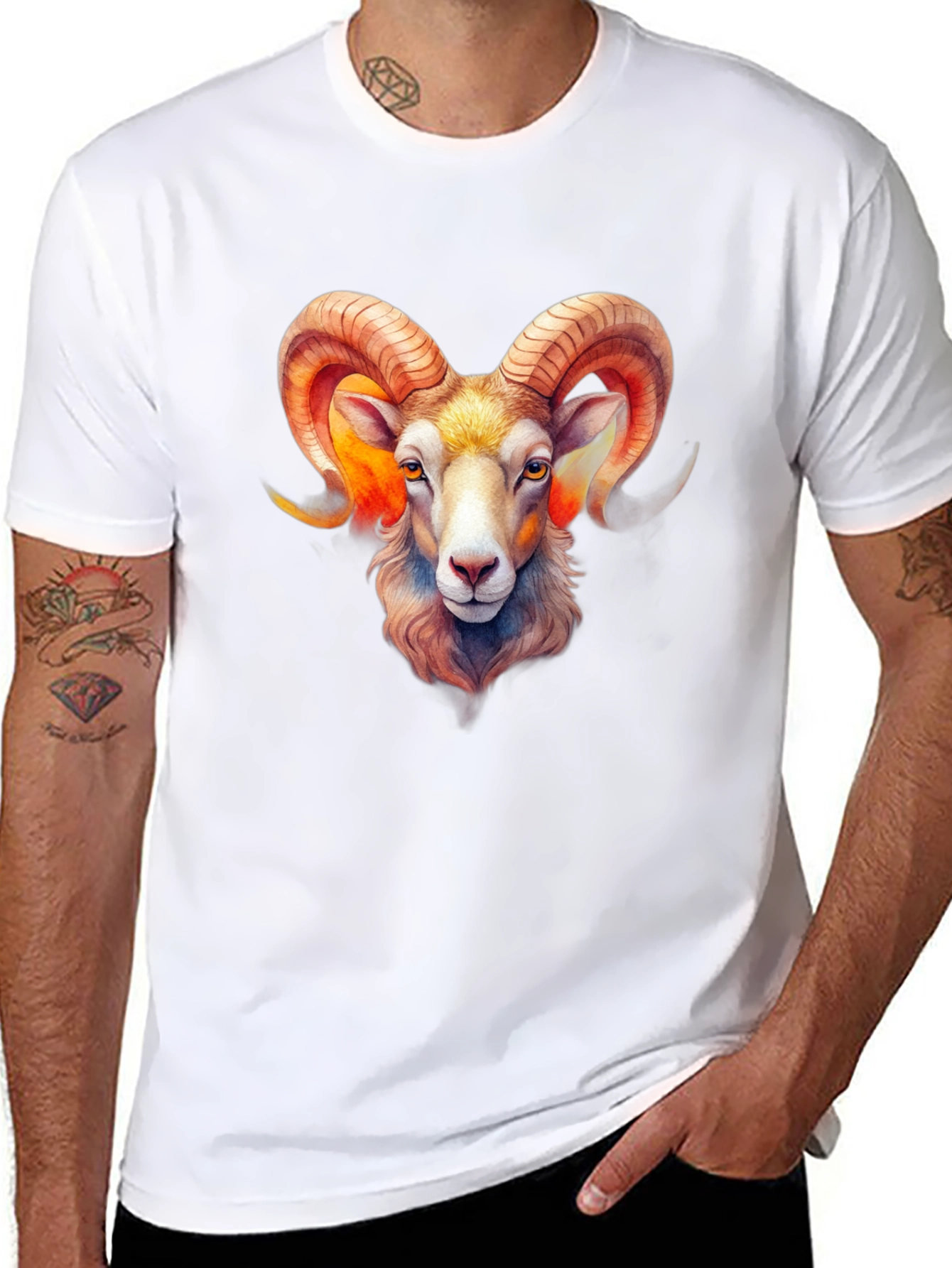 Aries Ram Zodiac Graphic Black T-Shirt