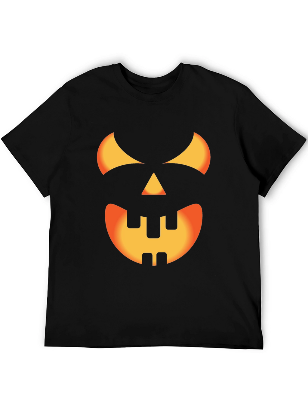 Halloween Pumpkin Face Graphic Tee - Black Cotton T-Shirt