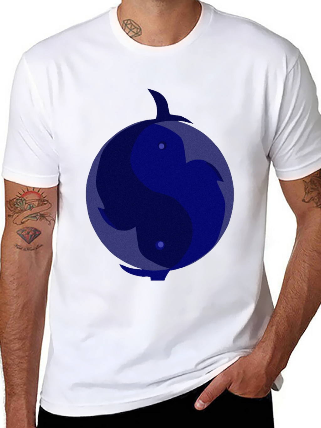 Yin Yang Dolphin Graphic Tee - Black T-Shirt