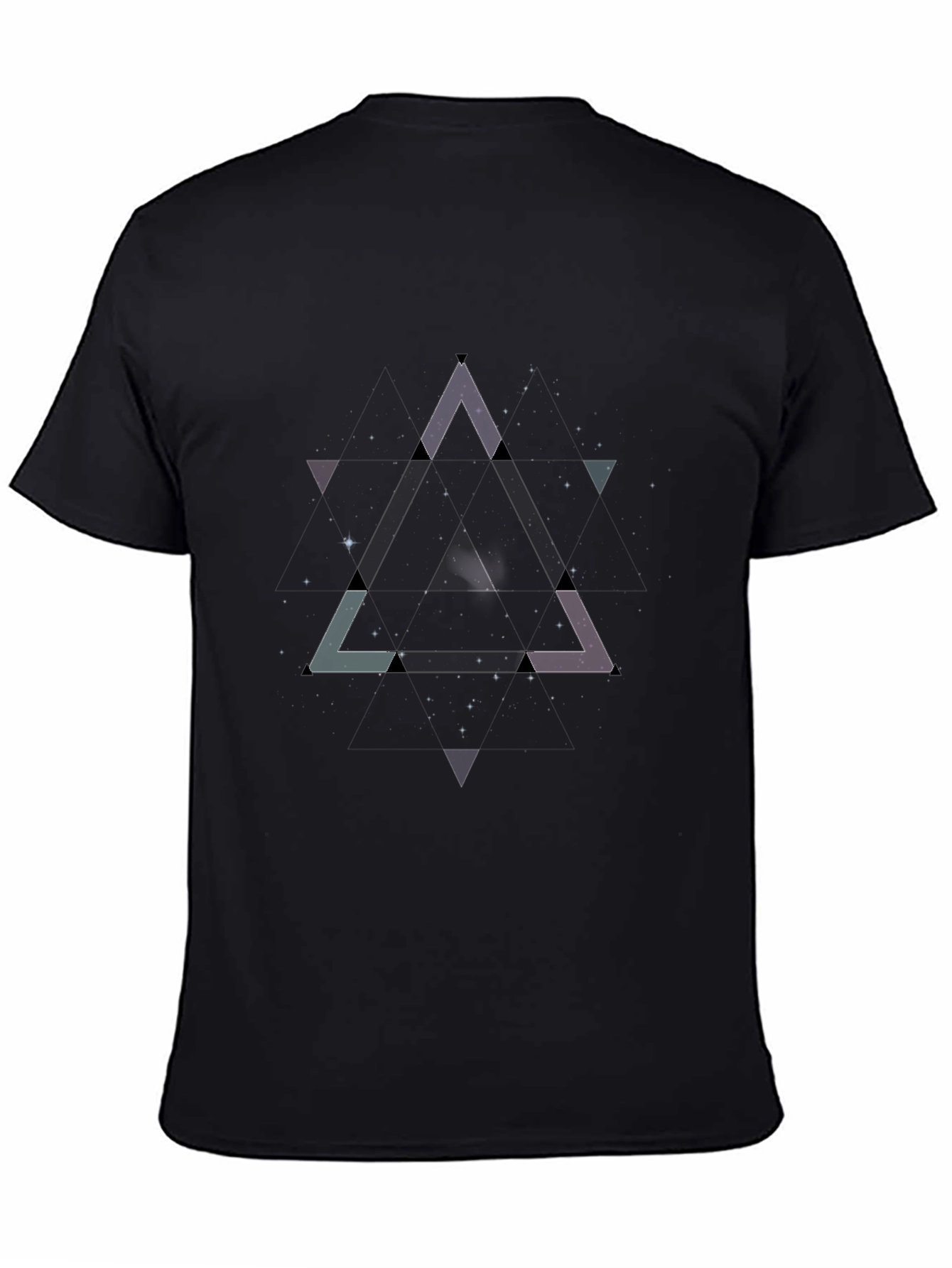 Abstract Triangle Graphic Black T-Shirt