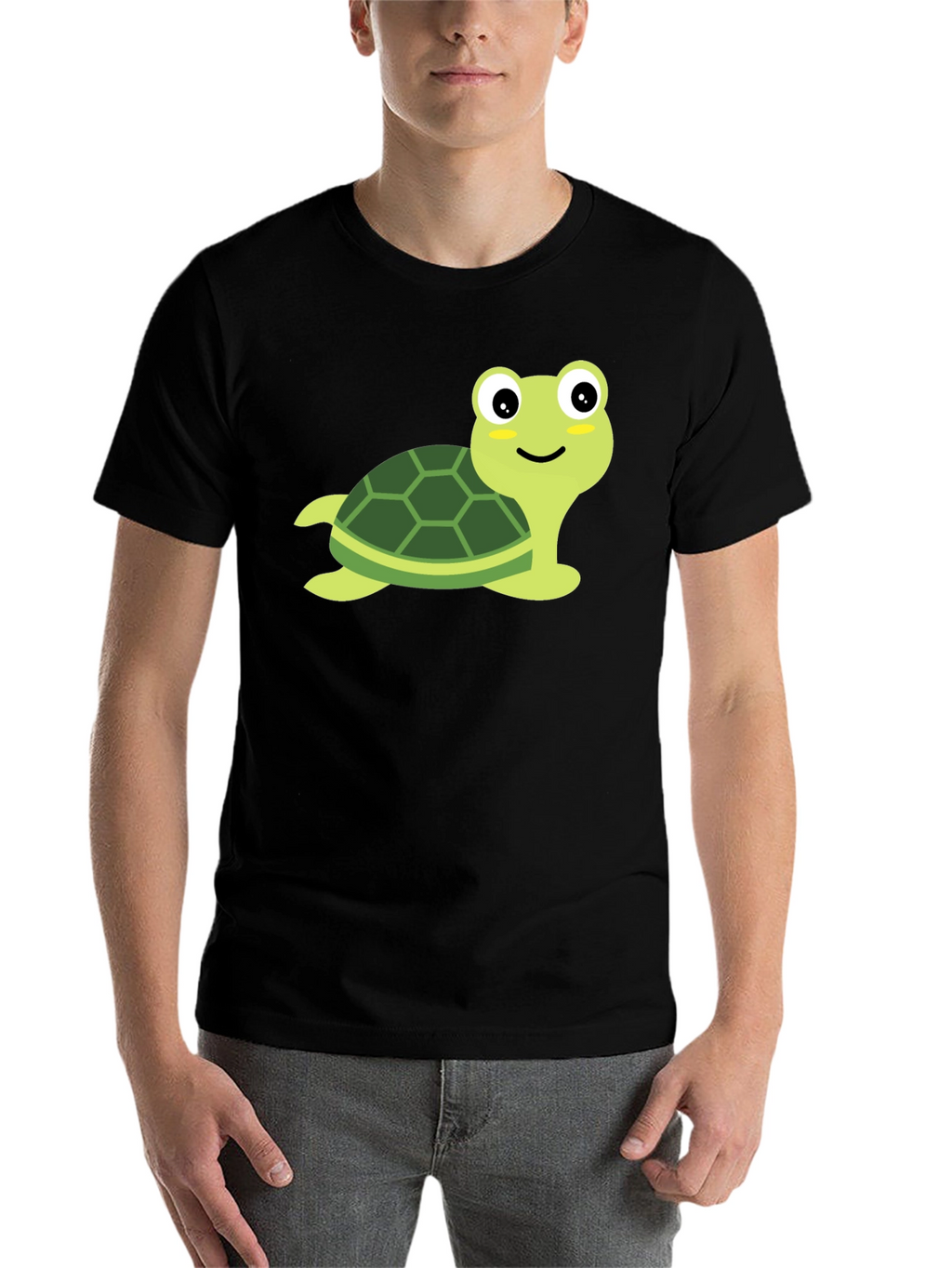 Cute Turtle Graphic Tee - Black