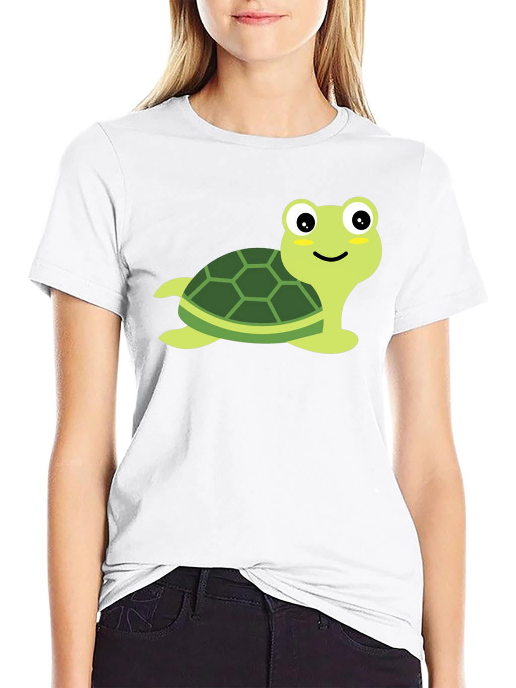 Cute Turtle Graphic Tee - Black