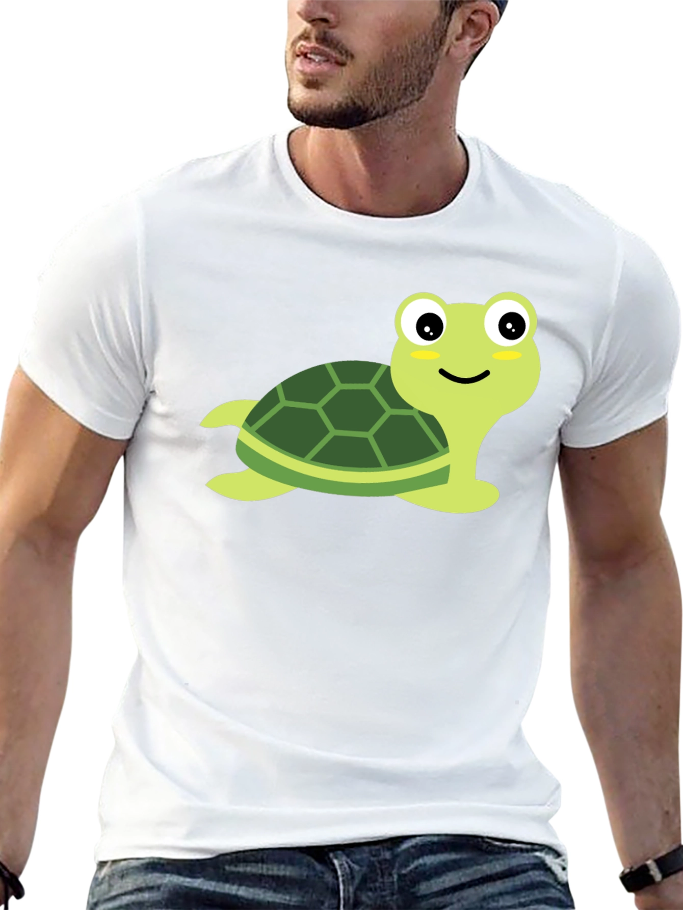 Cute Turtle Graphic Tee - Black