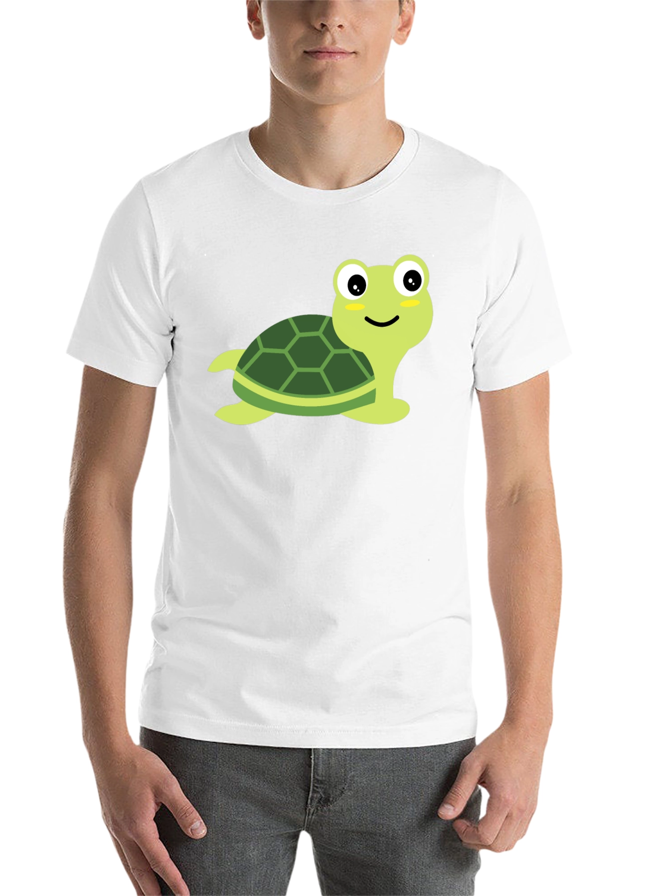 Cute Turtle Graphic Tee - Black