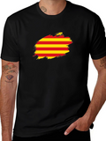 Catalonia Flag Brush T-Shirt - Black Cotton Tee