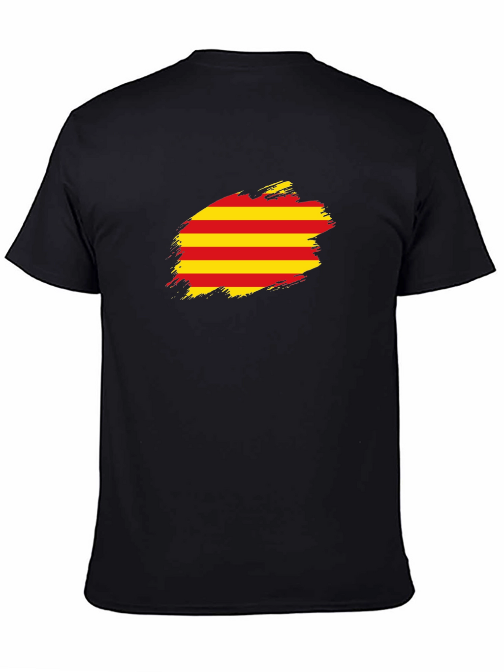Catalonia Flag Brush T-Shirt - Black Cotton Tee