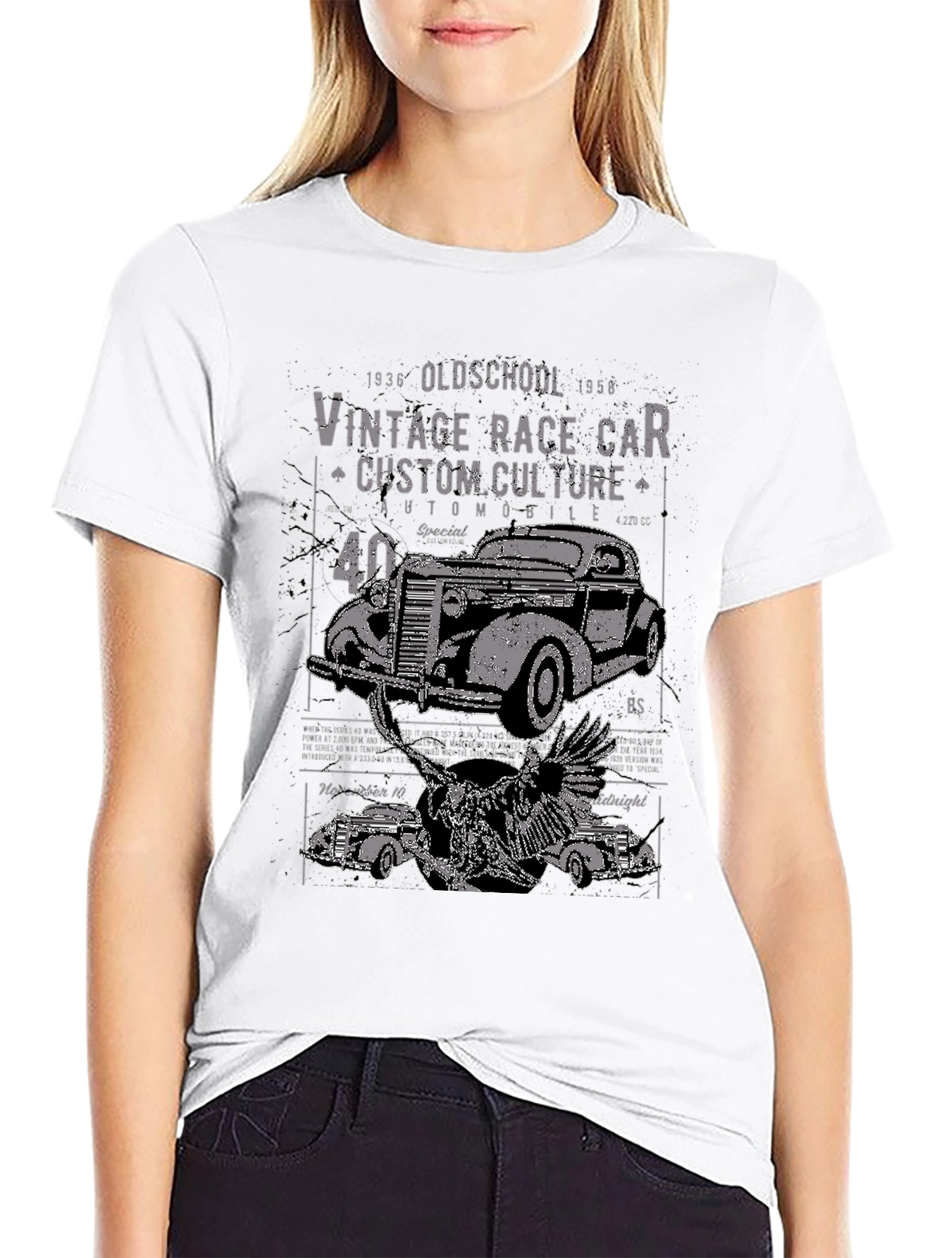 Vintage Race Car Custom Culture Black T-Shirt
