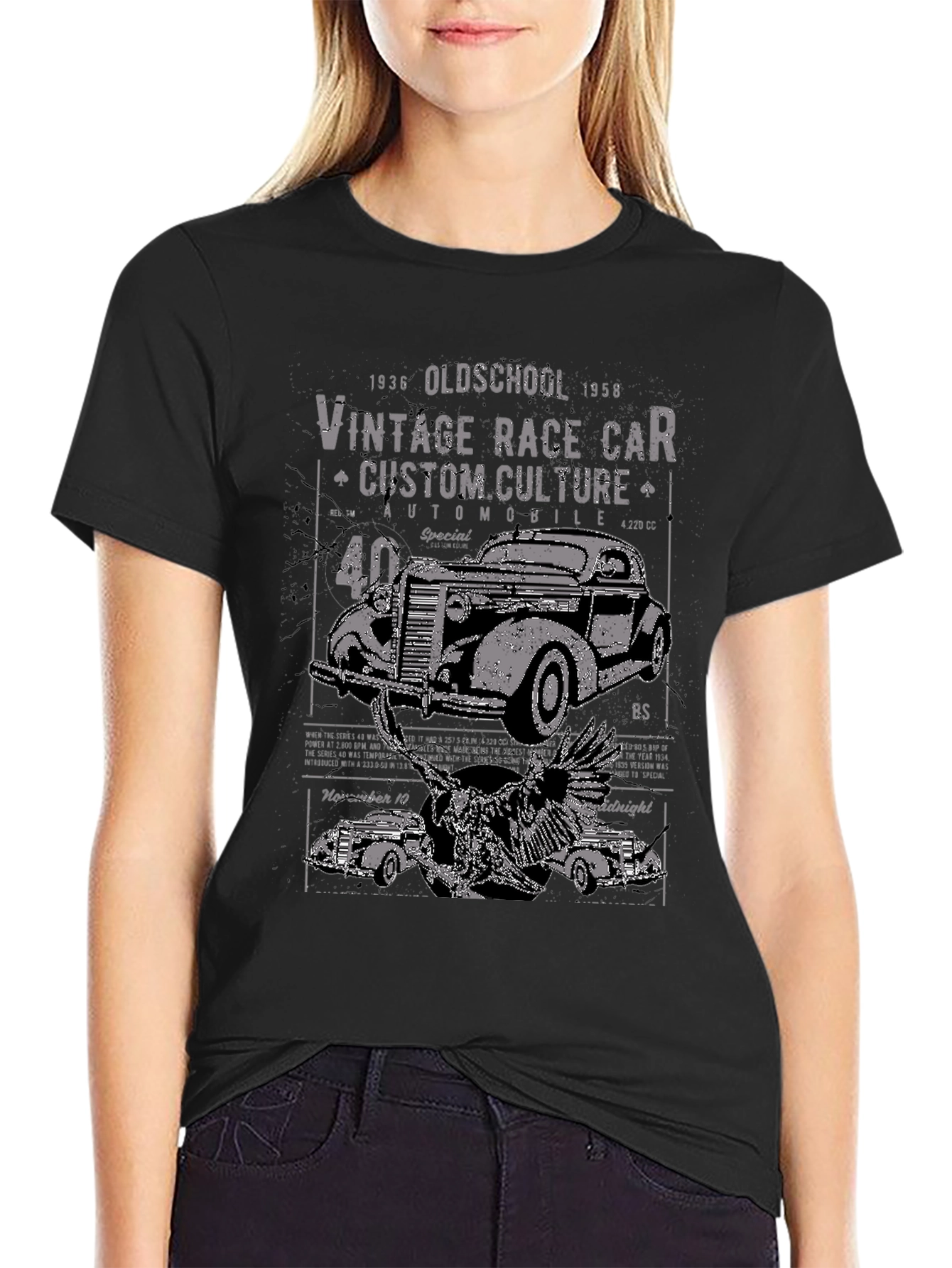 Vintage Race Car Custom Culture Black T-Shirt