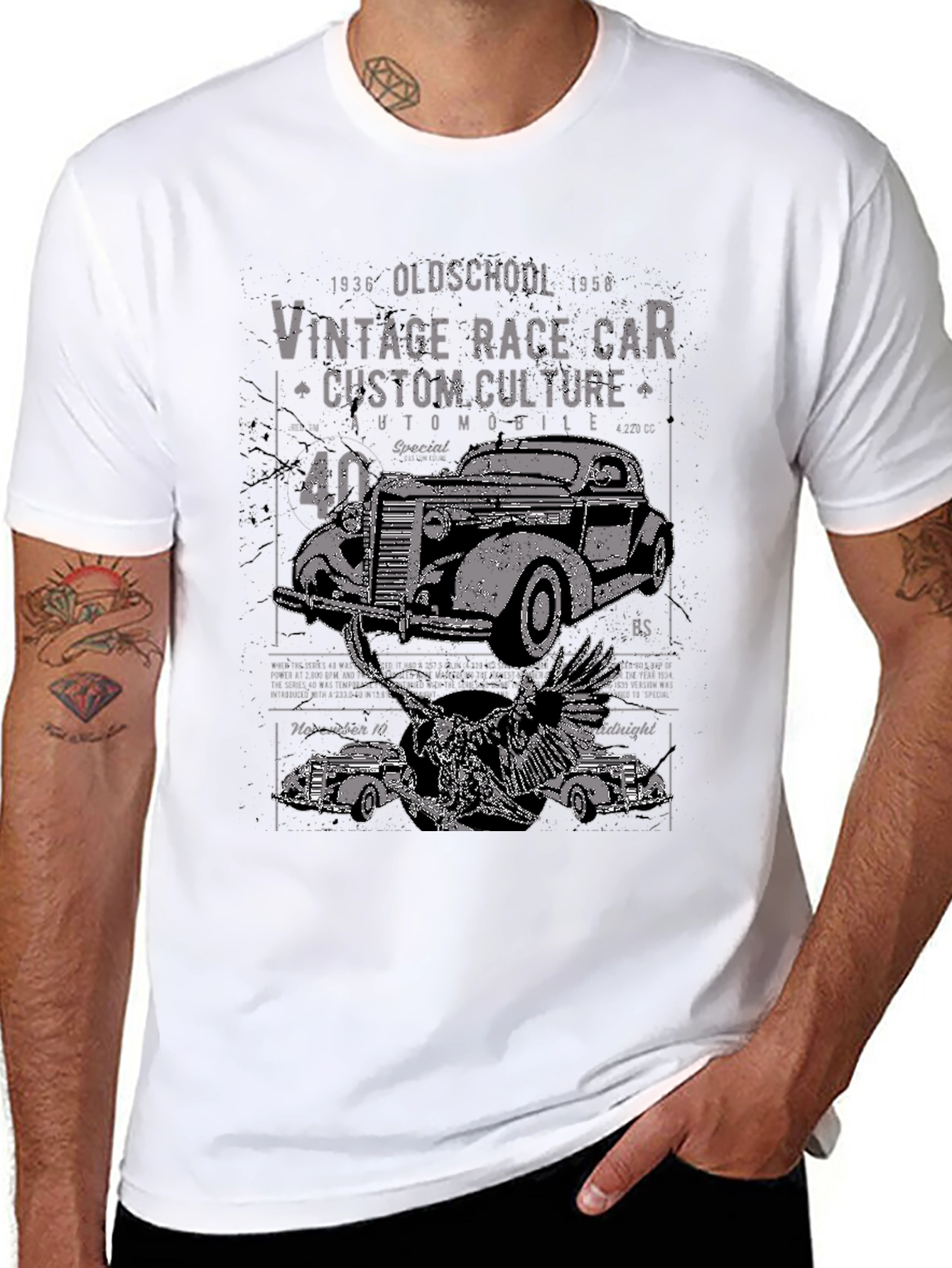 Vintage Race Car Custom Culture Black T-Shirt