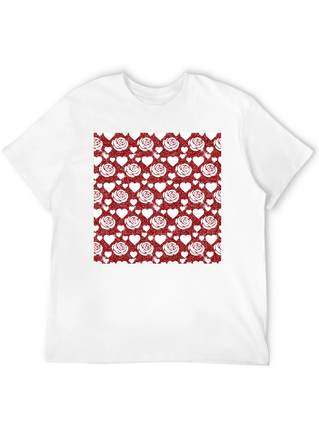 Romantic Rose & Heart Pattern Tee